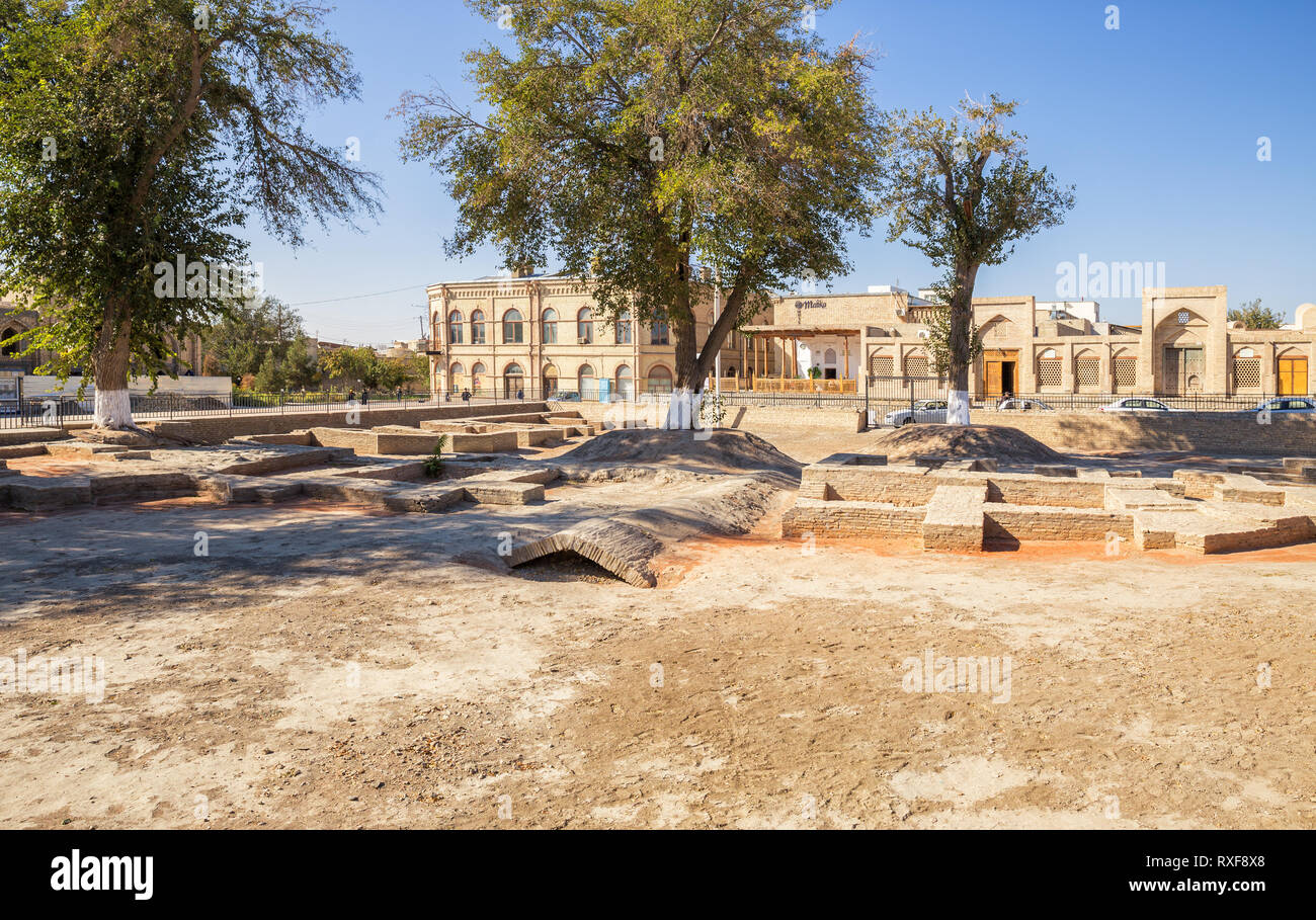 Buchara, Usbekistan - Oktober 19, 2016: Archäologische Ausgrabungen im Zentrum der Stadt Buchara Stockfoto