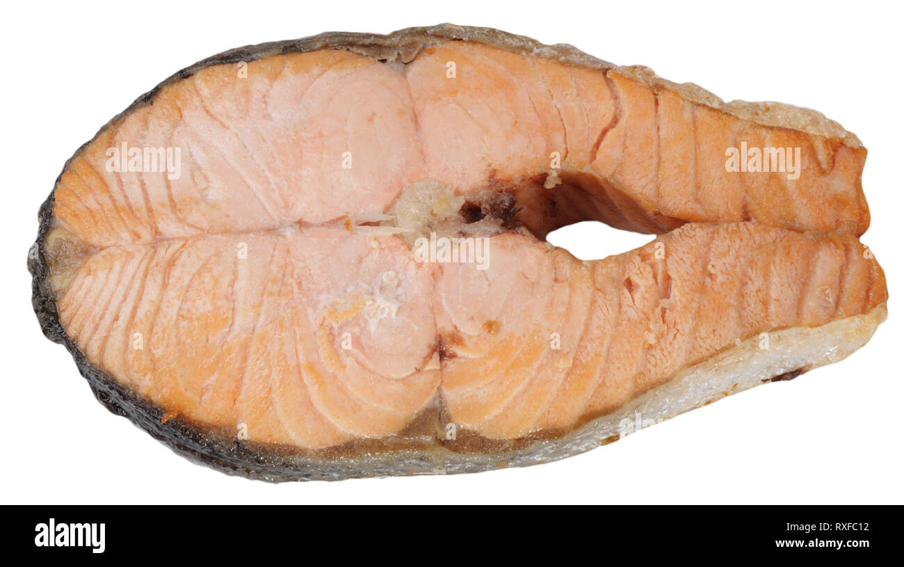 Steak von Lachs isoliert Stockfoto