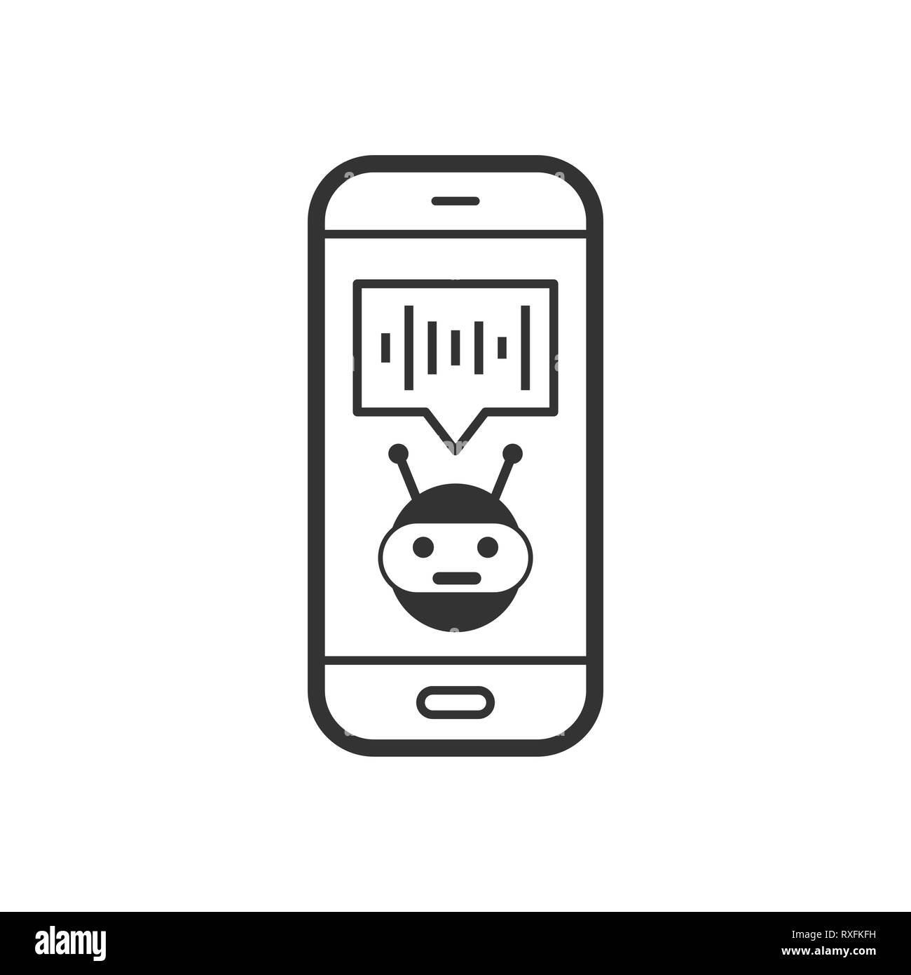 Voice Assistant auf dem Smartphone Symbol im flachen Stil. Ton aufnehmen Vector Illustration auf weißem Hintergrund isoliert. Chat Anerkennung Geschäftskonzept. Stock Vektor