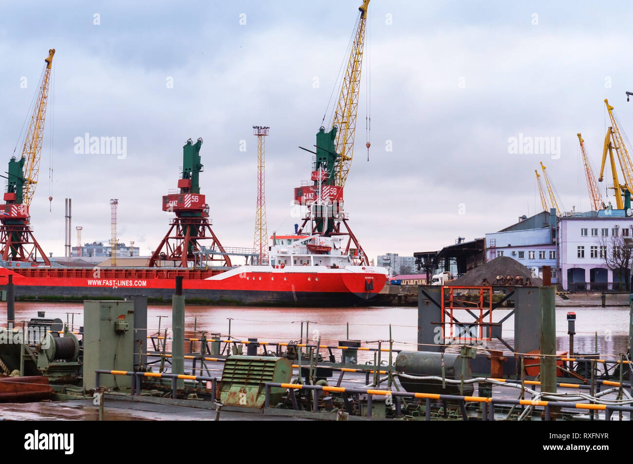 Kaliningrad Handelshafen, Hafenstadt an der Ostsee, Kaliningrad, Russland, 05. Januar 2019 Stockfoto