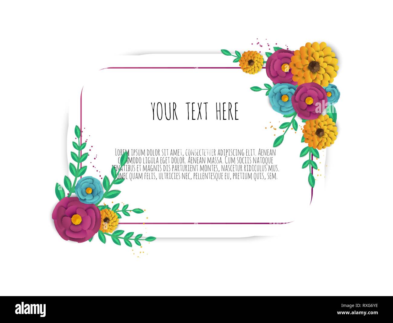 Frühling Verkauf Banner mit Papier Blumen auf einem weißen Hintergrund. Stock Vektor
