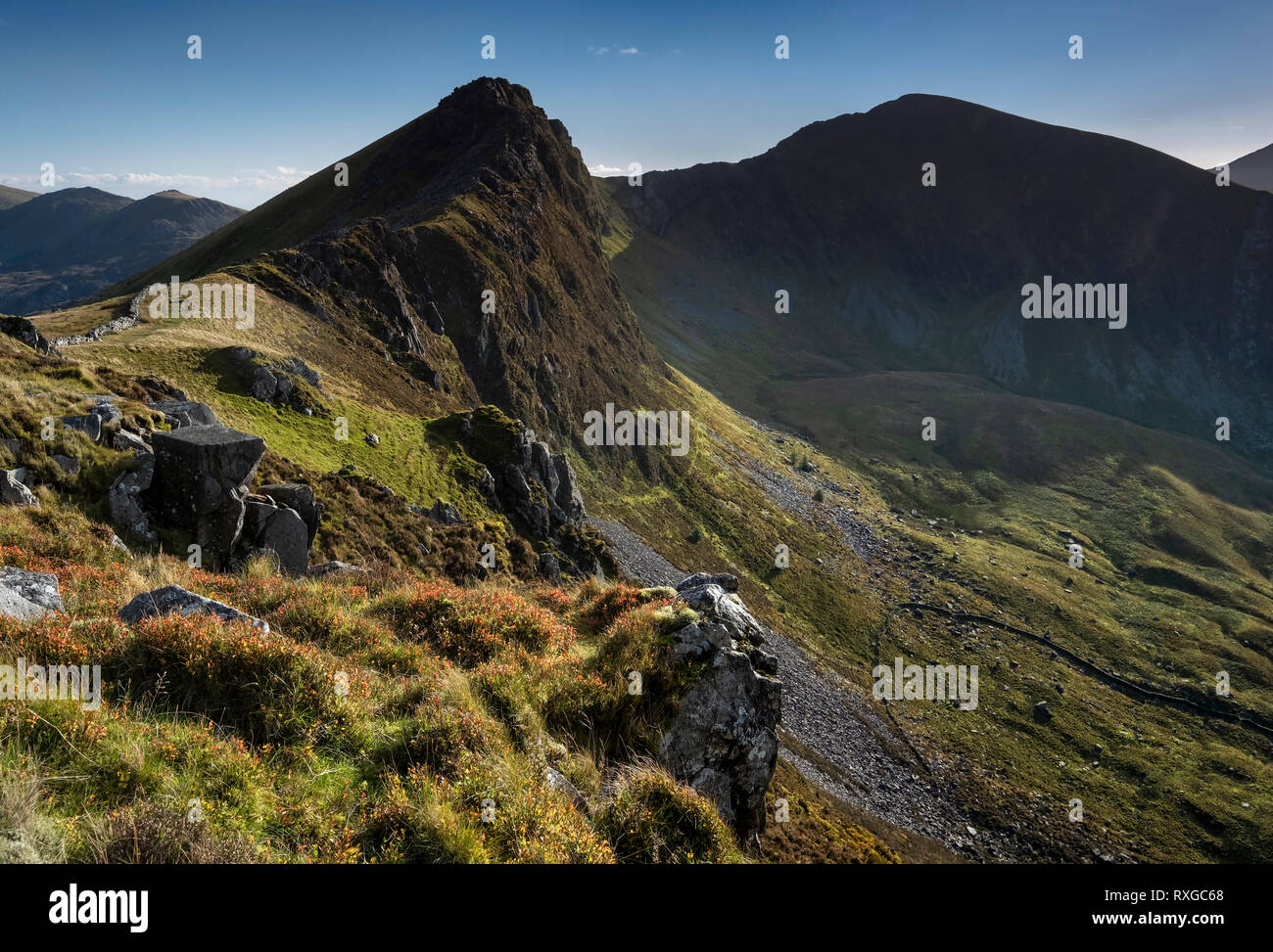 Mynydd Drws y Coed von Y Garn, Nantlle Ridge, Snowdonia National Park, North Wales, UK Stockfoto