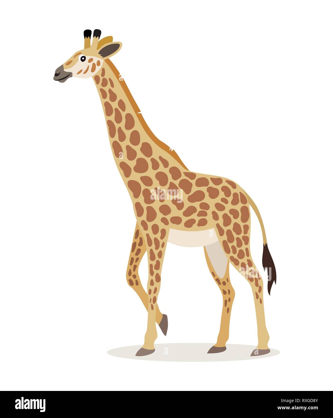Afrikanische Tier, niedliche giraffe Symbol auf weißem Hintergrund, Tier mit dem langen Hals, Vektor Stock Vektor