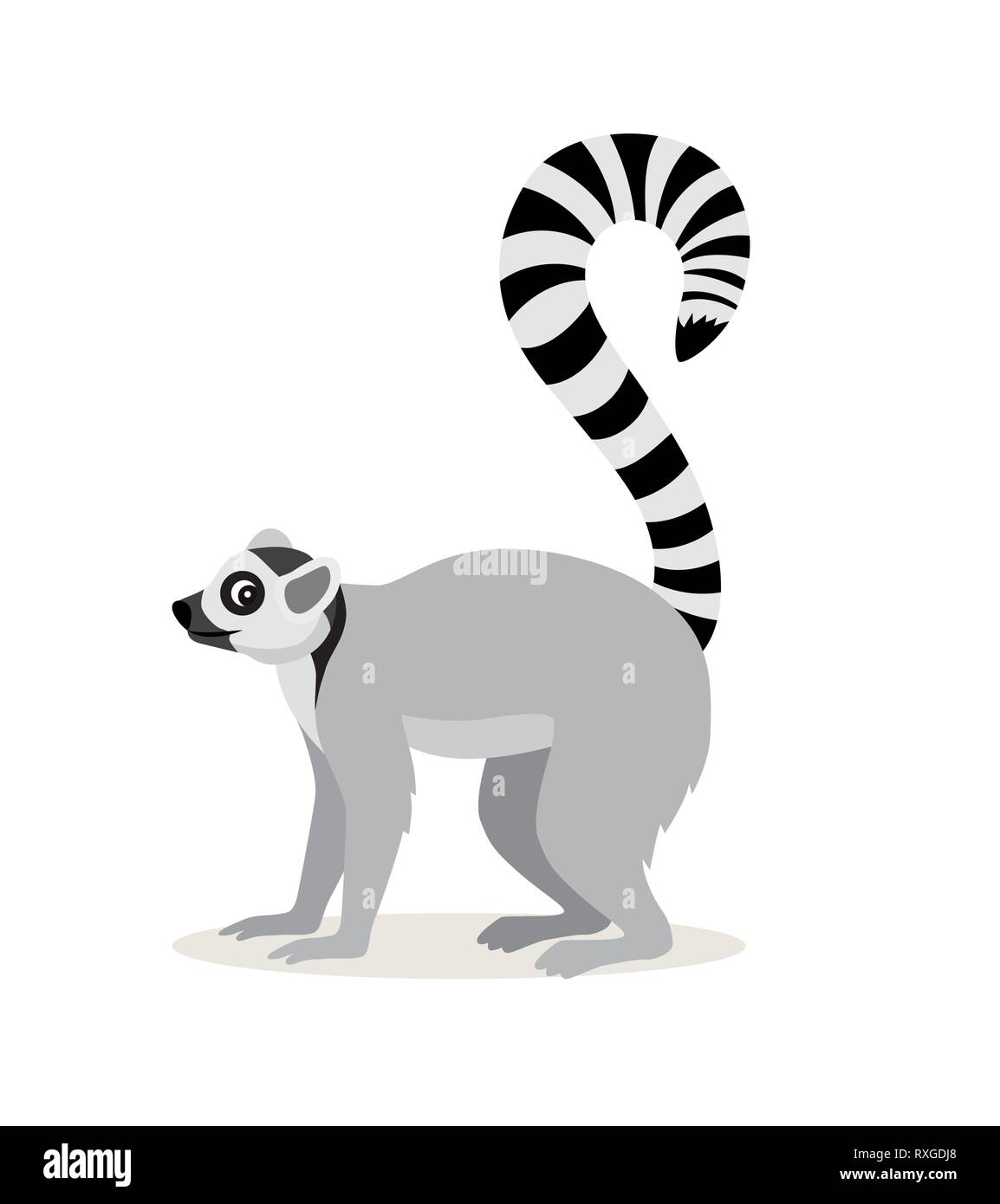 Afrikanische Tier, niedliche lemur mit gestreiften long tail Symbol auf weißem Hintergrund, Vektor Stock Vektor