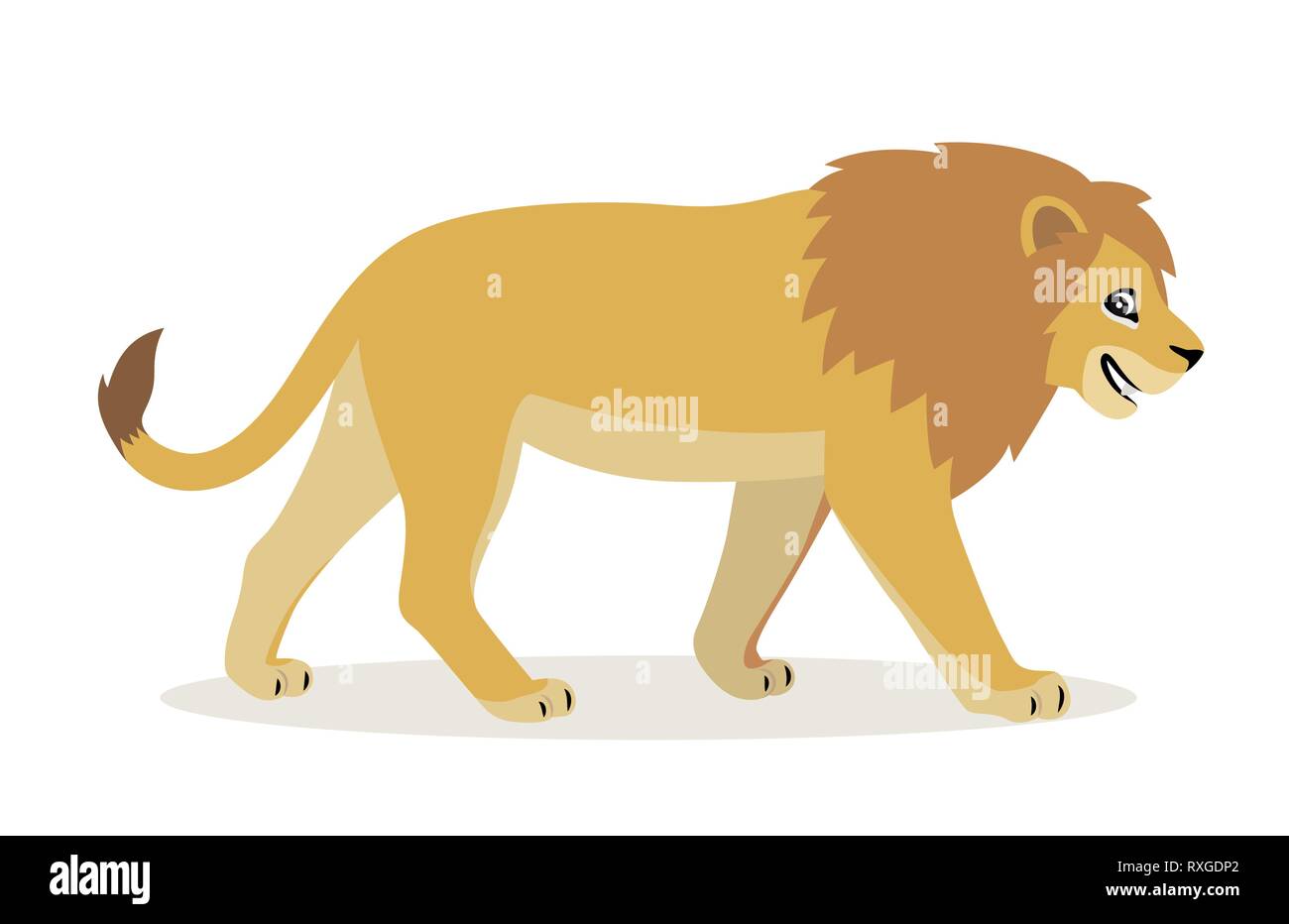 Afrikanische Tier, nett lustig Lion Symbol auf weißem Hintergrund, großes Wild Cat mit flauschigen Mähne, Vektor Stock Vektor