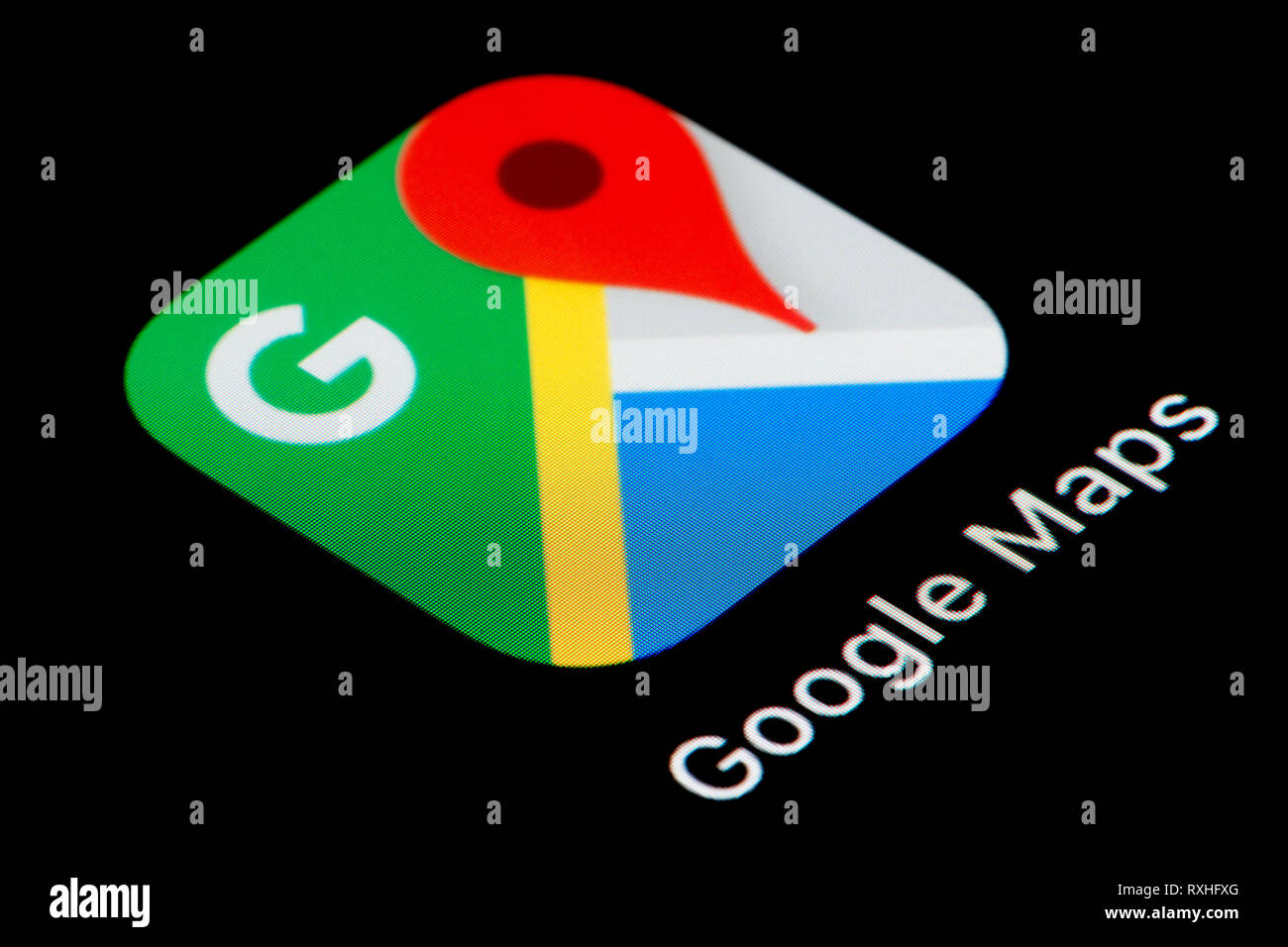 Eine Nahaufnahme der Google Maps App Symbol, wie auf dem Bildschirm eines Smartphones (nur redaktionelle Nutzung) Stockfoto