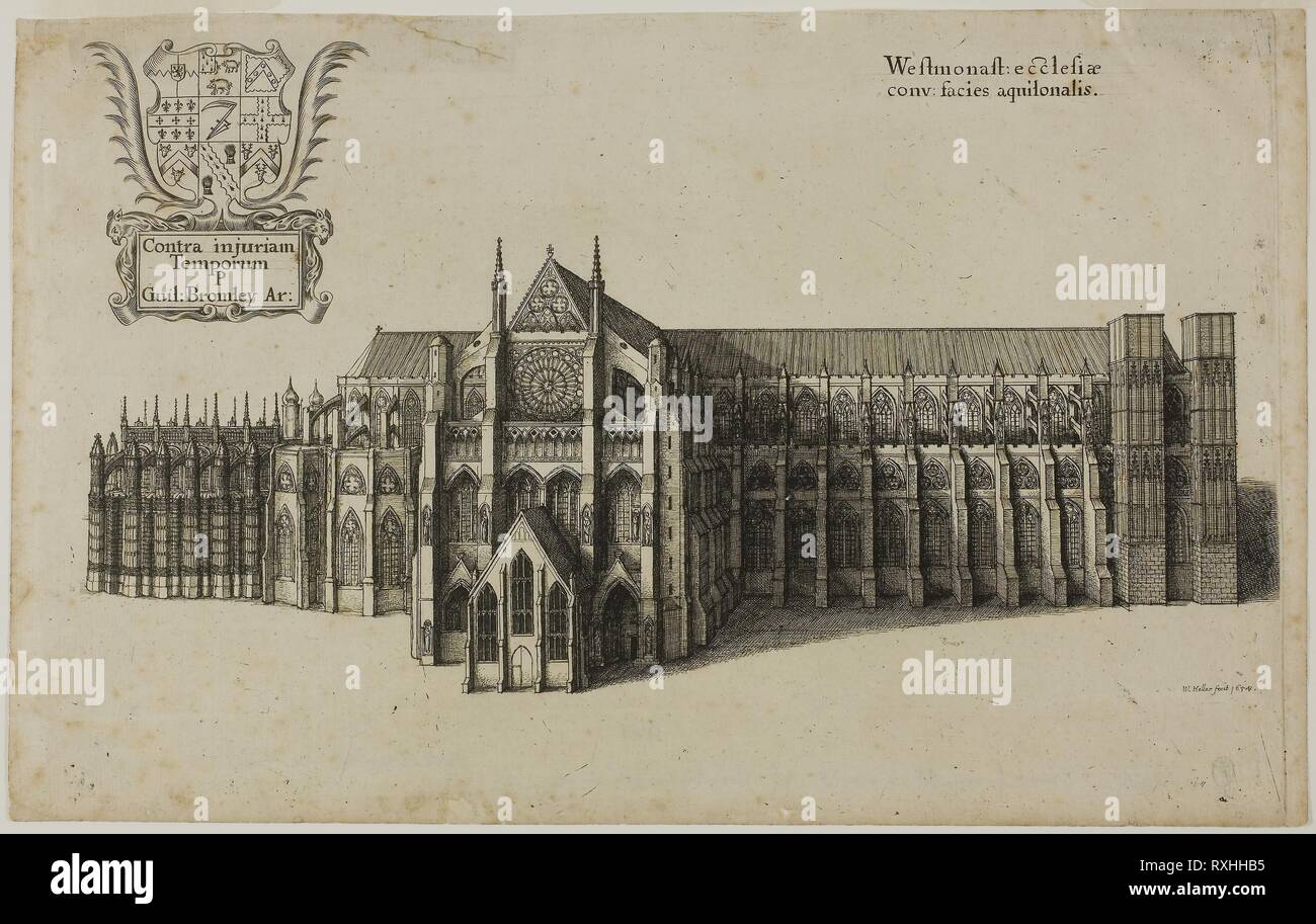 Blick von Norden Westminster Kirche. Wenzel Hollar; Tschechisch, 1607-1677. Datum: 1627-1677. Abmessungen: 214 × 234 mm. Radierung auf Papier. Herkunft: Böhmen. Museum: Das Chicago Art Institute. Stockfoto