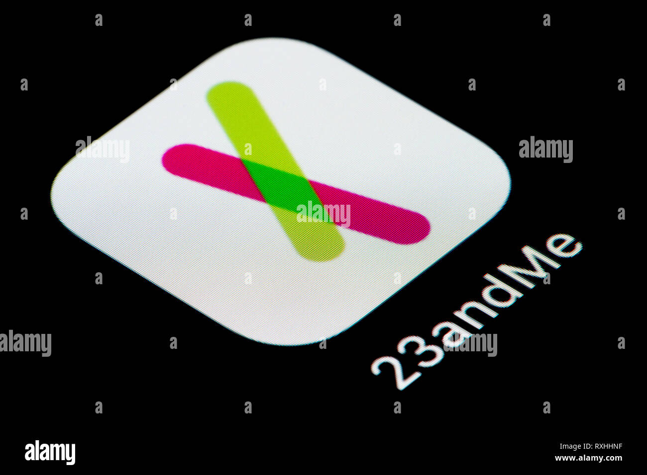 Eine Nahaufnahme der 23andMe App Symbol, wie auf dem Bildschirm eines Smartphones (nur redaktionelle Nutzung) Stockfoto