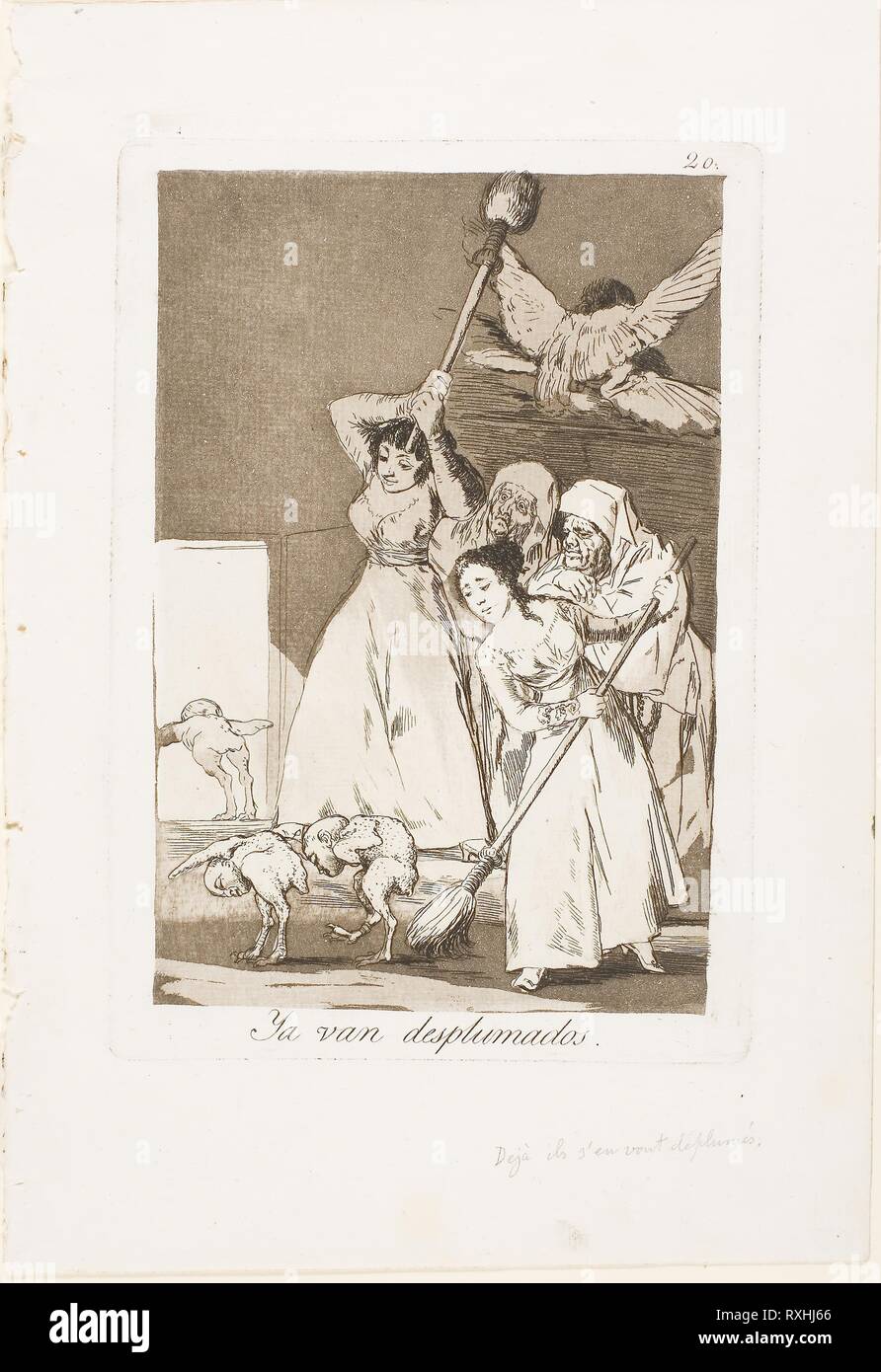Dort gehen Sie Zupfinstrument (d. h. geschoren), Platte 20 aus Los Caprichos. Francisco José de Goya y Lucientes; Spanisch, 1746-1828. Datum: 1797-1799. Abmessungen: 198 x 133 mm (Bild), 218 x 152 mm (Platte); 300 x 207 mm (Blatt). Radierung und Aquatinta auf Elfenbein Bütten. Herkunft: Spanien. Museum: Das Chicago Art Institute. Stockfoto