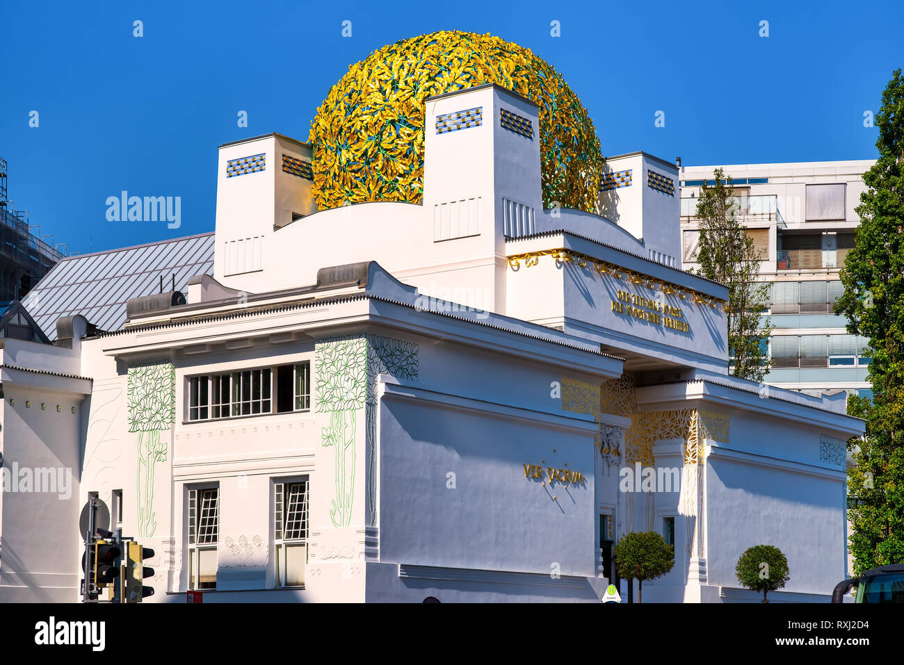 In der Nähe der Gold colores Kuppel des Gebäudes der Wiener Secession Stockfoto