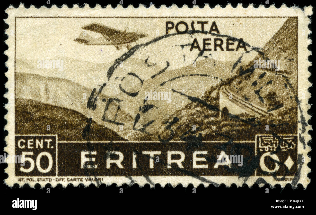 Briefmarke von Italienisch Ostafrika in den Kolonien - Eritrea Serie 1936 ausgestellt Stockfoto