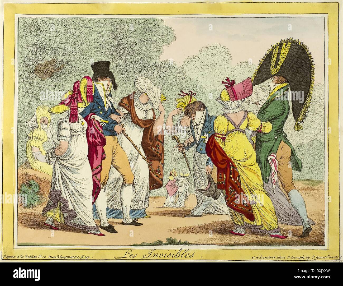 Les Invisibles. James Gillray (Englisch, 1756-1815); von Hannah Humphrey (Englisch, c. veröffentlicht. 1745-1818). Datum: 1810. Abmessungen: 235 × 310 mm (Bild); 243 × 315 mm (Platte/Blatt). Handcolorierte Radierung auf Elfenbein webte Papier. Herkunft: England. Museum: Das Chicago Art Institute. Stockfoto