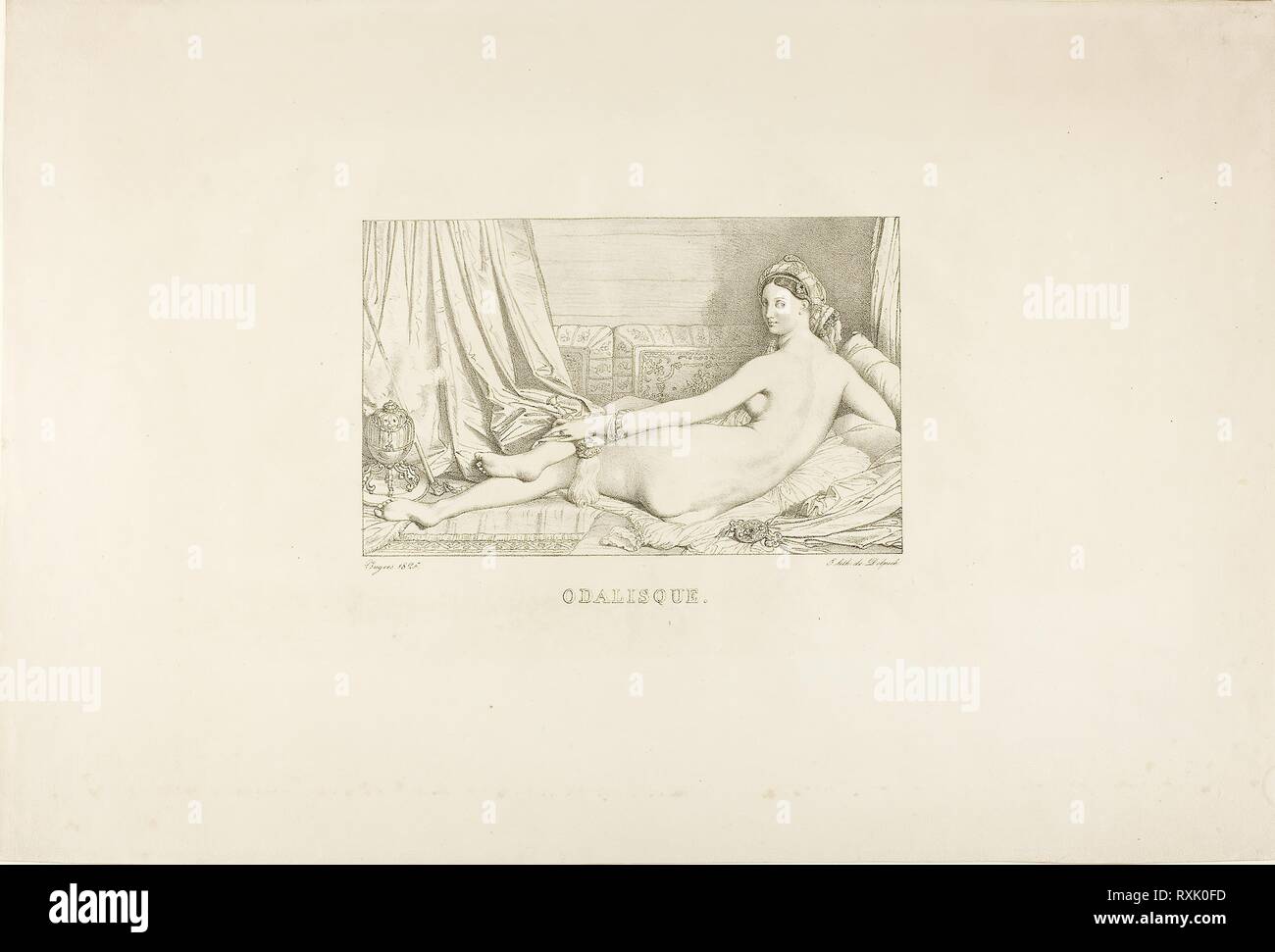 Odalisque. François Delpech (Französisch, 1778-1825); nach Jean-Auguste-Dominique Ingres (Französisch, 1780-1867). Datum: 1825. Abmessungen: 130 × 209 mm (Bild); 337 × 496 mm (Blatt). Auf dem Papier Lithographie. Herkunft: Frankreich. Museum: Das Chicago Art Institute. Autor: Francois SERAPHIN DELPECH. Stockfoto