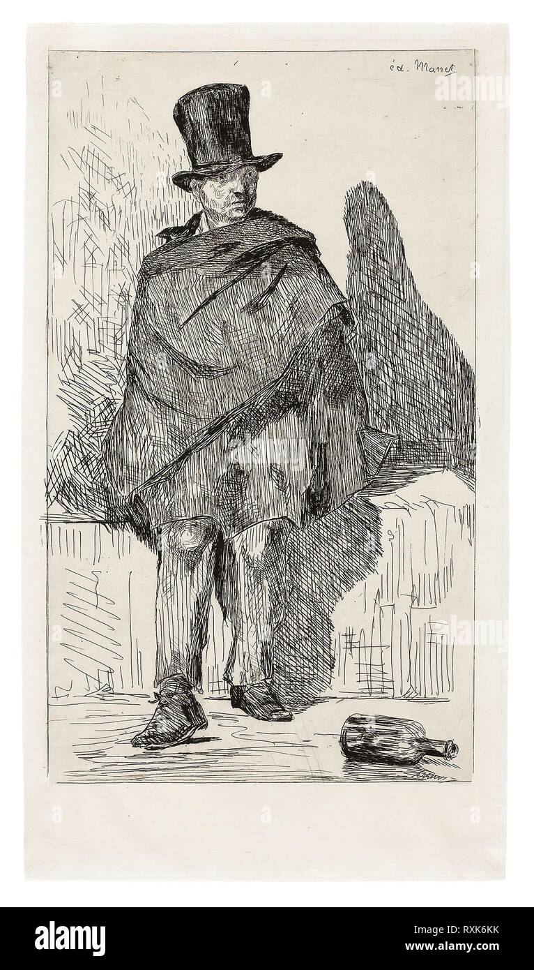 Der Absinth Trinker. Édouard Manet; Französisch, 1832-1883. Datum: 1862. Abmessungen: 248×145 mm (Bild); 289 × 161 mm (Platte); 291 × 164 mm (Blatt). Ätzen und die Platte Ton in Schwarz auf Elfenbein Bütten. Herkunft: Frankreich. Museum: Das Chicago Art Institute. Stockfoto