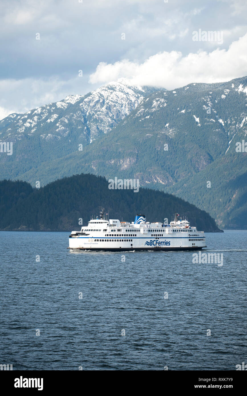 BC Ferries Königin der Cowichan in Howe Sound, British Columbia, Kanada. Stockfoto