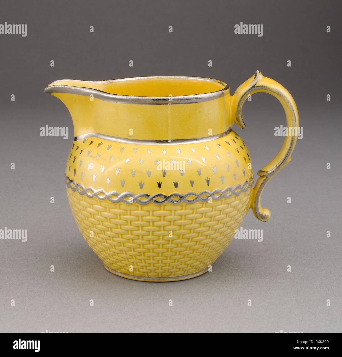 Krug. England, Staffordshire. Datum: 1820-1830. Abmessungen: H 10,2 cm (4 in.). Leitung - glasierte Irdenware mit Glanz Dekoration. Herkunft: Staffordshire. Museum: Das Chicago Art Institute. Stockfoto