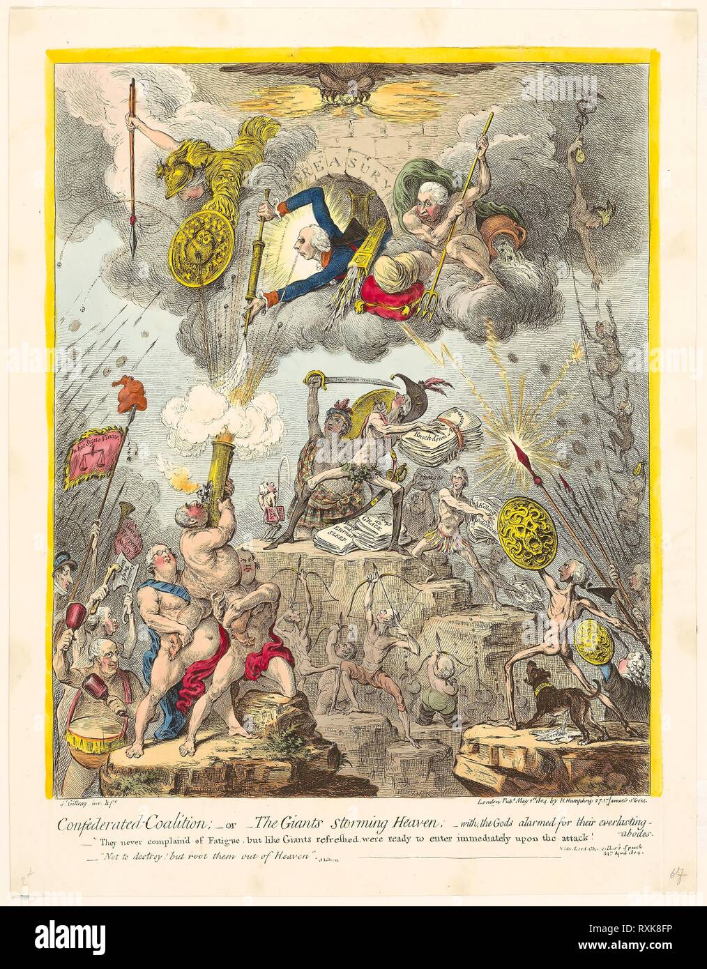 Konföderierten Koalition. James Gillray (Englisch, 1756-1815); von Hannah Humphrey (Englisch, c. veröffentlicht. 1745-1818). Datum: 1804. Abmessungen: 400 x 323 mm (Bild); 460 × 338 mm (Platte); 478 × 372 mm (Blatt). Handcolorierte Radierung auf Papier. Herkunft: England. Museum: Das Chicago Art Institute. Stockfoto