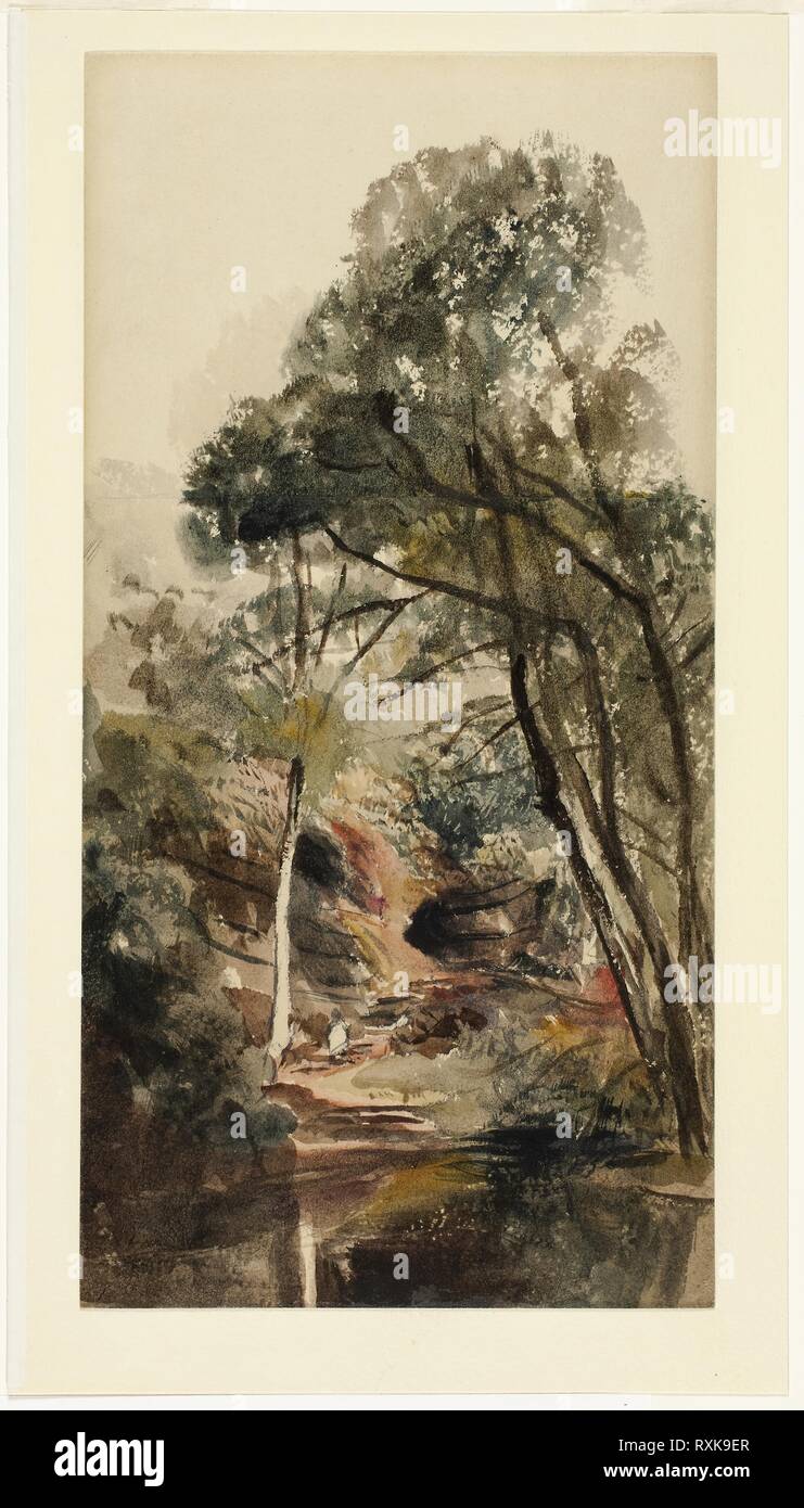 Eine bewaldete Landschaft. Peter De Wint; Englisch, 1784-1849. Datum: 1839-1840. Abmessungen: 320 × 162 mm. Aquarell, über Graphit, auf Creme webte Papier (zusammengesetzt), festgelegt auf Elfenbein webte Papier. Herkunft: England. Museum: Das Chicago Art Institute. Stockfoto