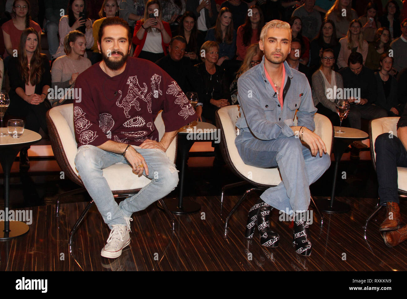 Gäste im ZDF Talkshow 'Markus Lanz' Mit: Bill und Tom Kaulitz (Linguistics "Tokio Hotel") Wo: Hamburg, Deutschland Wann: 06 Feb 2019 Credit: Becher/WENN.com Stockfoto