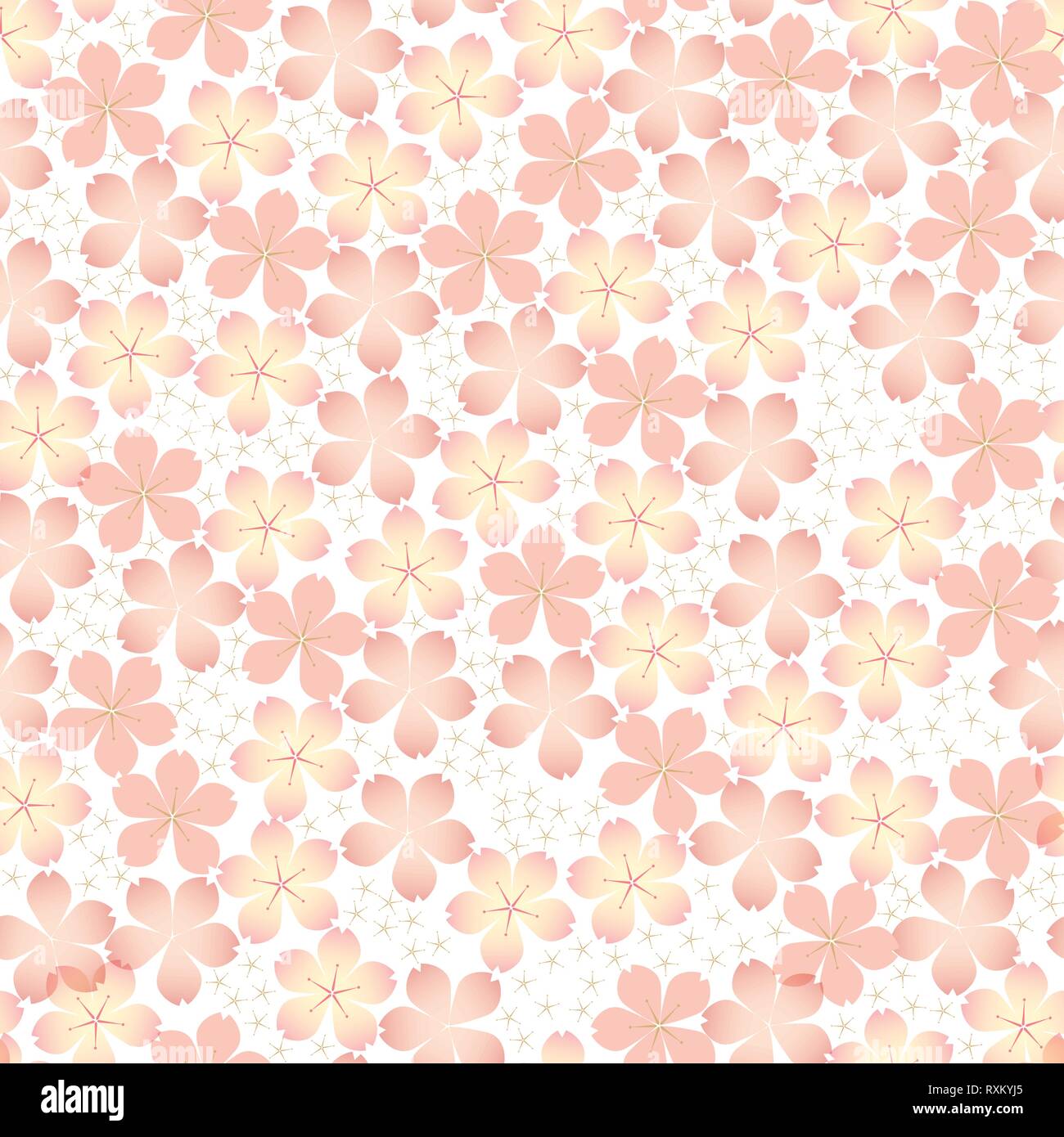 Cherry Blossom flower background Vektor. Rosa Blumenmuster. Stock Vektor