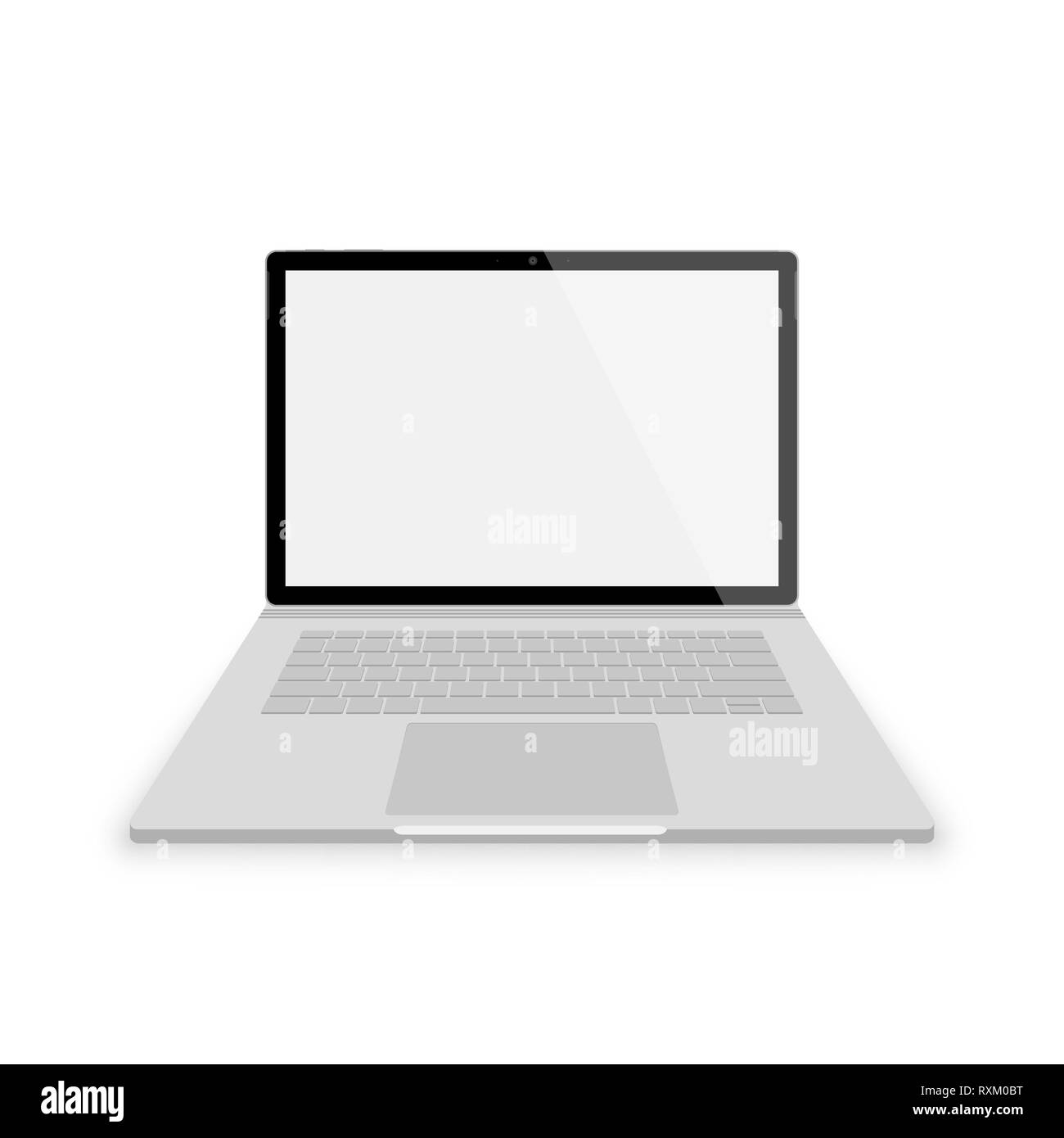 Realistische grau Laptop Vorderansicht. Vektorgrafiken auf weißem Hintergrund. Laptop mit leeren scrin Stock Vektor