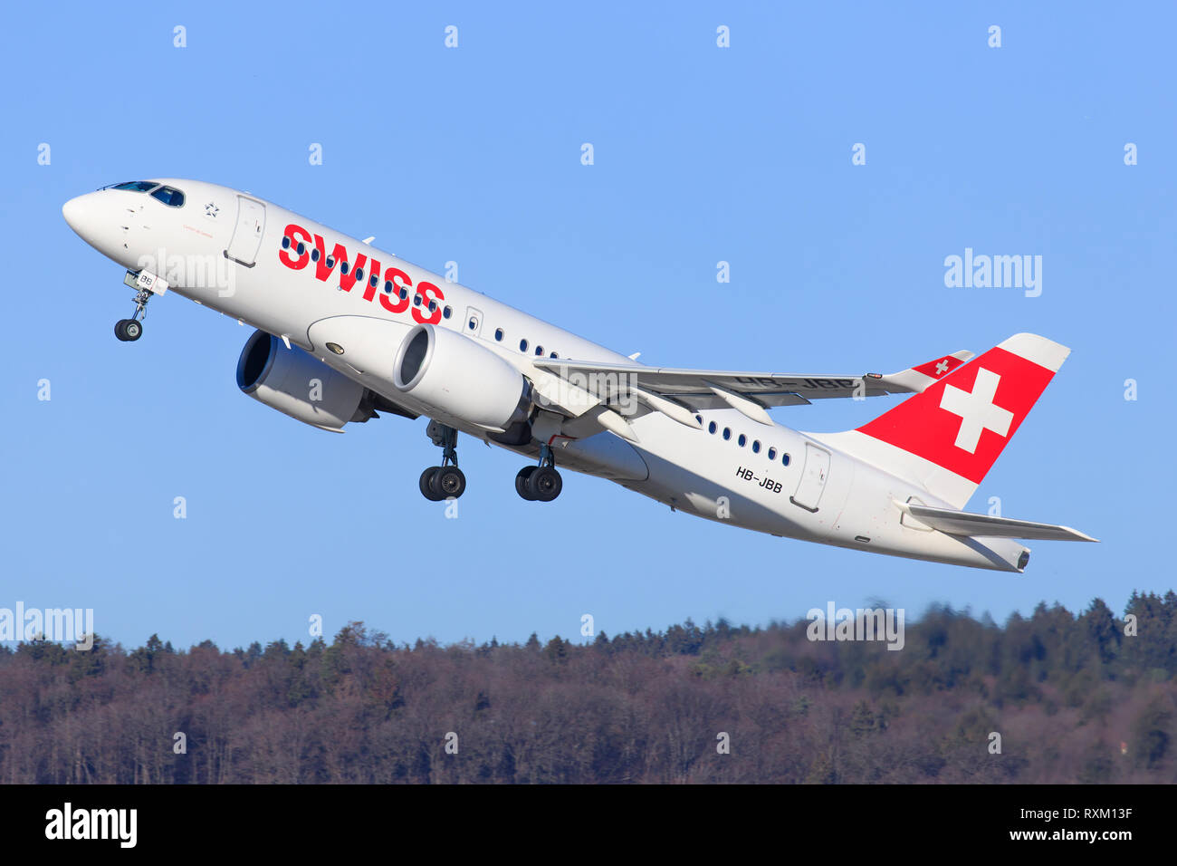 Zürich/Schweiz 29. September 2017: C-Seriesat Flughafen Zürich. Stockfoto