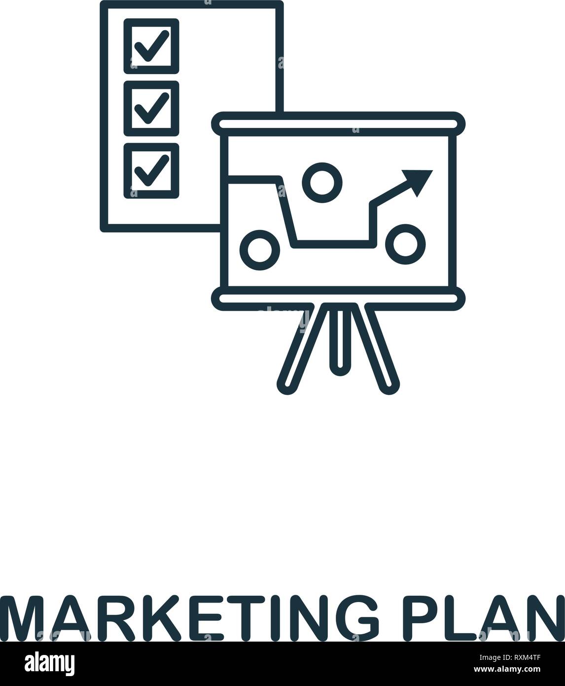 Marketing Plan Symbol dünne Linie Stil. Symbol von online Marketing icons Collection. Überblick Marketing Plan Symbol für Web Design, Apps, Software Stock Vektor