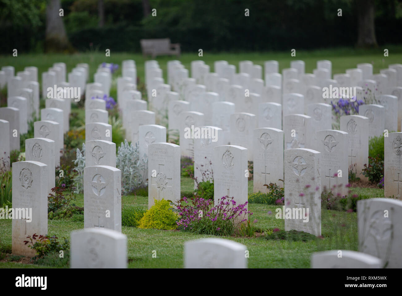 Ranville Soldatenfriedhof, Normandie, Frankreich Stockfoto