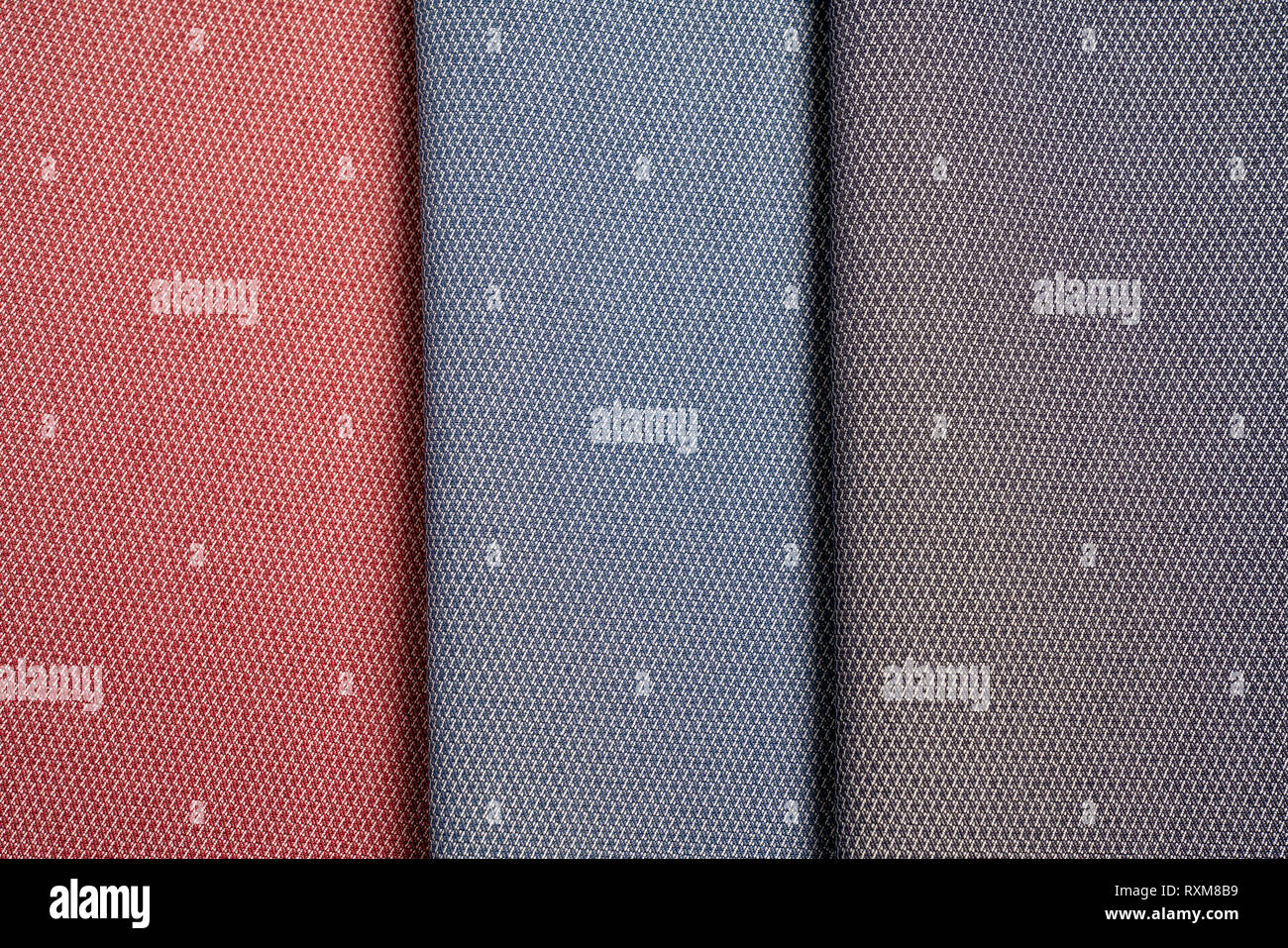 Bunte Sammlung von textilen Proben. Fabric Textur Hintergrund Stockfoto