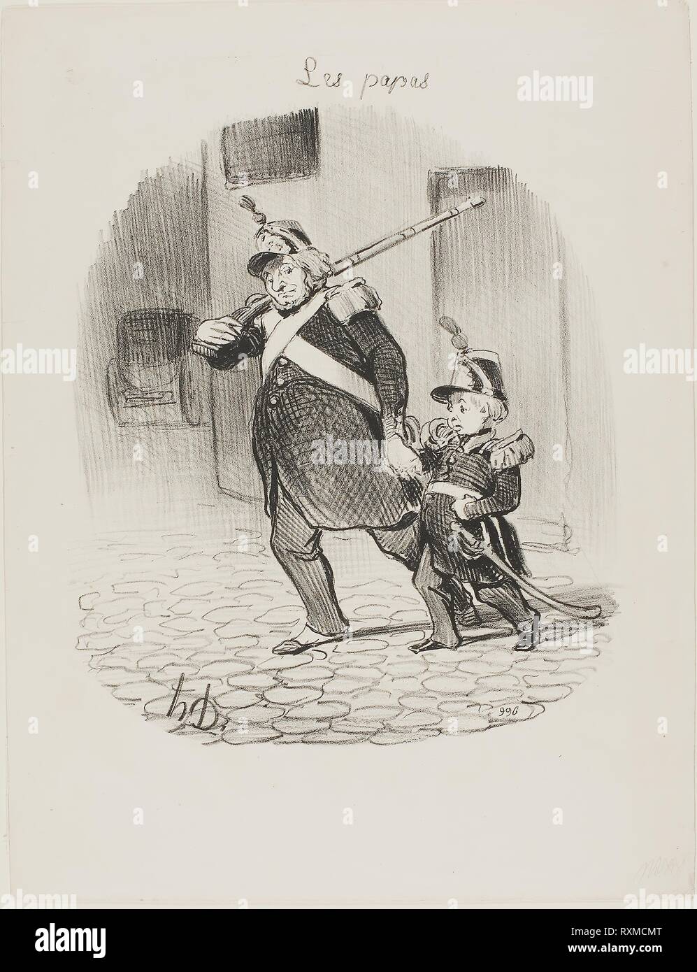 Der Tag der grossen Parade, Platte 6 von Les Papas. Honoré Victorin Daumier; Französisch, 1808-1879. Datum: 1847. Abmessungen: 273 × 225 mm (Bild); 354 × 274 mm (Blatt). Lithographie in Schwarz auf weißem Papier webten. Herkunft: Frankreich. Museum: Das Chicago Art Institute. Autor: Honoré-Victorin Daumier. Stockfoto