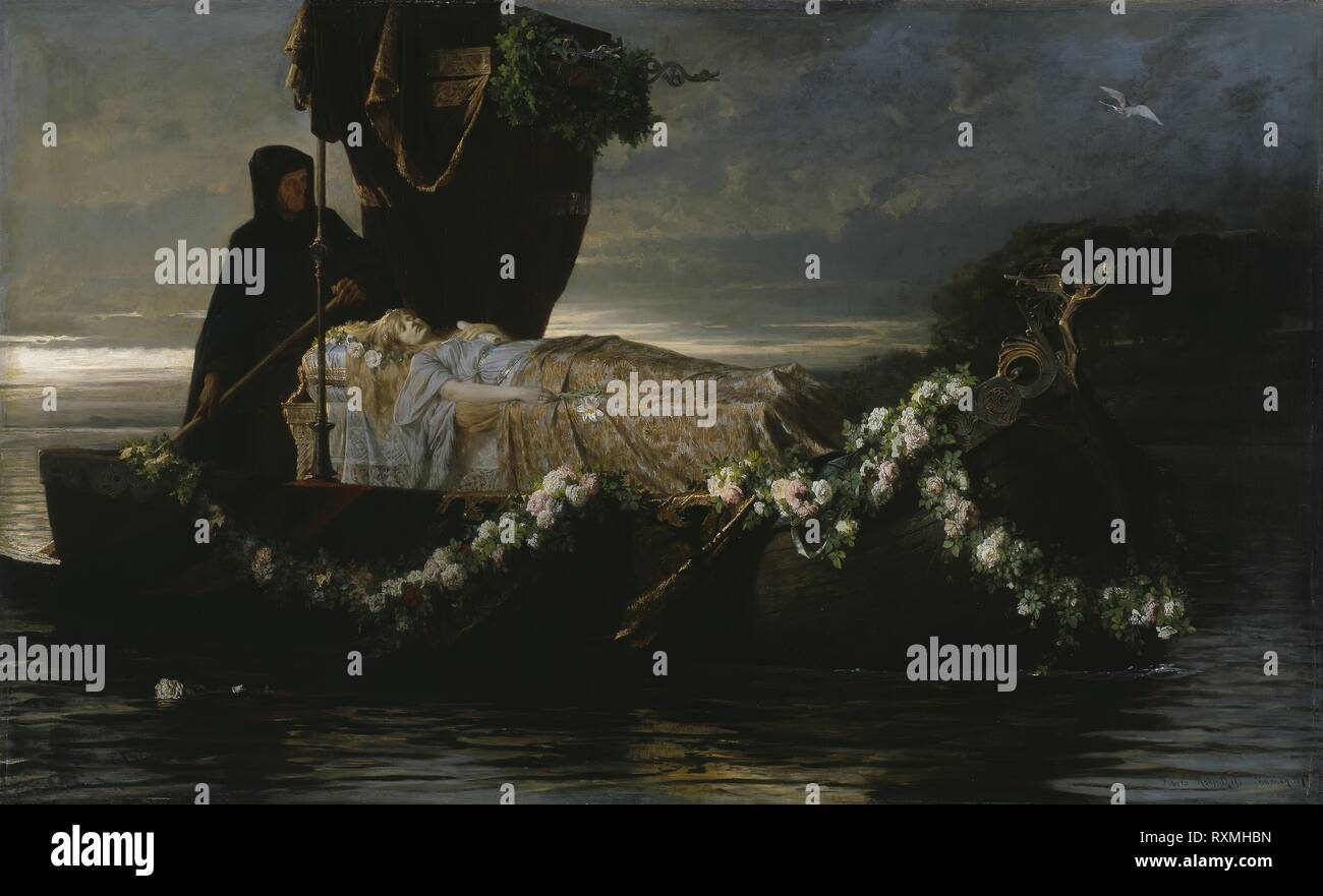 Elaine. Toby Edward Rosenthal; American, 1848-1917. Datum: 1874. Abmessungen: 97,9 × 158,8 cm (38 9/16 x 62 1/2 in.). Öl auf Leinwand. Herkunft: USA. Museum: Das Chicago Art Institute. Stockfoto