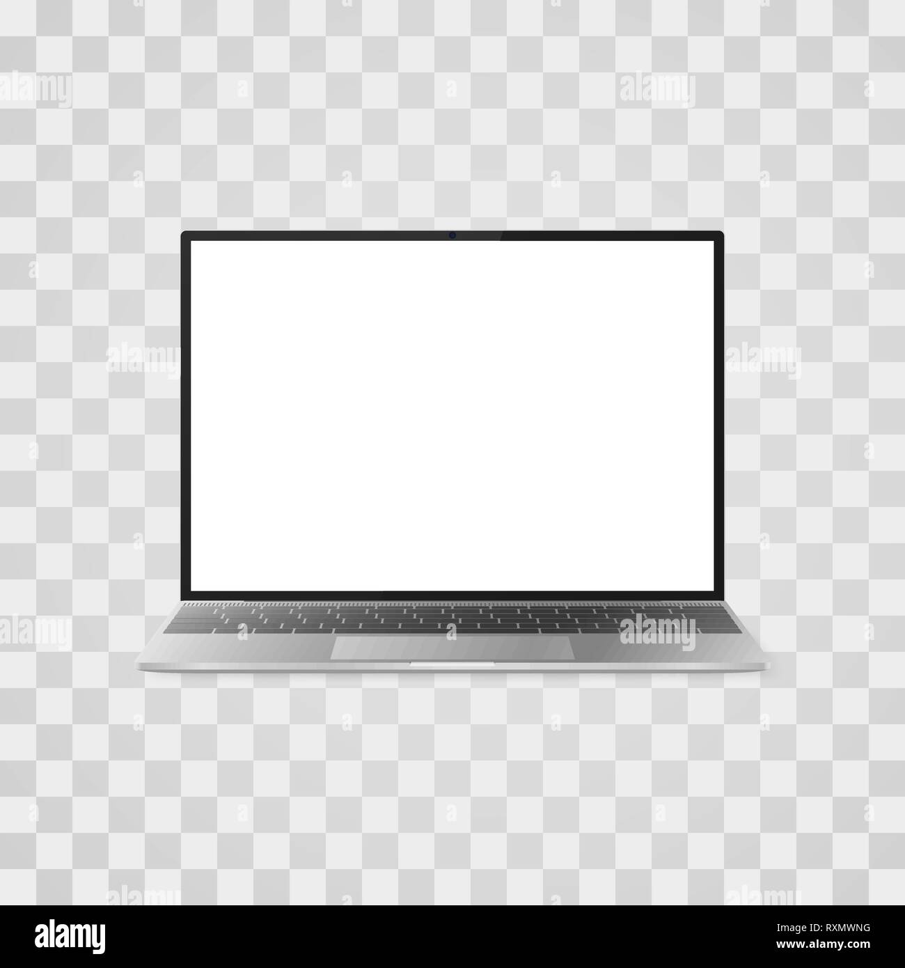 Realistische laptop Mock up auf transparentem Hintergrund. Laptop mit weißer Bildschirm Vorderansicht. Vector Illustration Stock Vektor