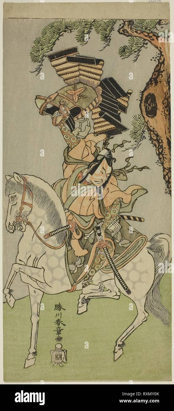 Der Schauspieler Ichikawa Danjuro V als Soga keine Goro Tokimune im Spiel Sakai-cho Soga Nendaiki, durchgeführt an der Nakamura Theater im ersten Monat, 1771. Shunsho Katsukawa?? ??; Japanisch, 1726-1792. Datum: 1766-1776. Abmessungen: 32,7 x 14,5 cm (12 7/8 x 5 11/16 in.). Farbe holzschnitt; hosoban. Herkunft: Japan. Museum: Das Chicago Art Institute. Stockfoto