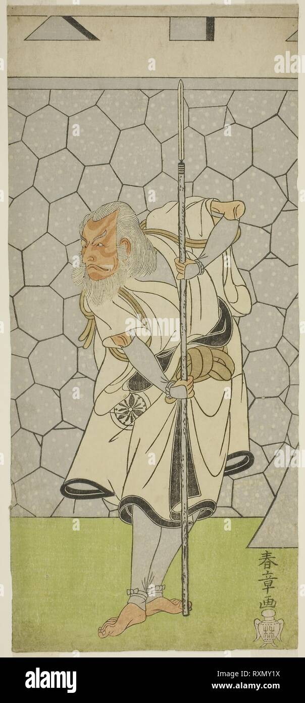 Der Schauspieler Matsumoto Koshiro III als Kikuchi Hyogo Narikage im Spiel Katakiuchi Chuko Kagami, durchgeführt an der Nakamura Theater im sechsten Monat, 1770. Shunsho Katsukawa?? ??; Japanisch, 1726-1792. Datum: 1765-1775. Abmessungen: 31,6 x 14,3 cm (12 5/6 x 5 5/8 in.). Farbe holzschnitt; hosoban; zweite - von linken Blatt in einem 4-Blatt composotion. Herkunft: Japan. Museum: Das Chicago Art Institute. Stockfoto