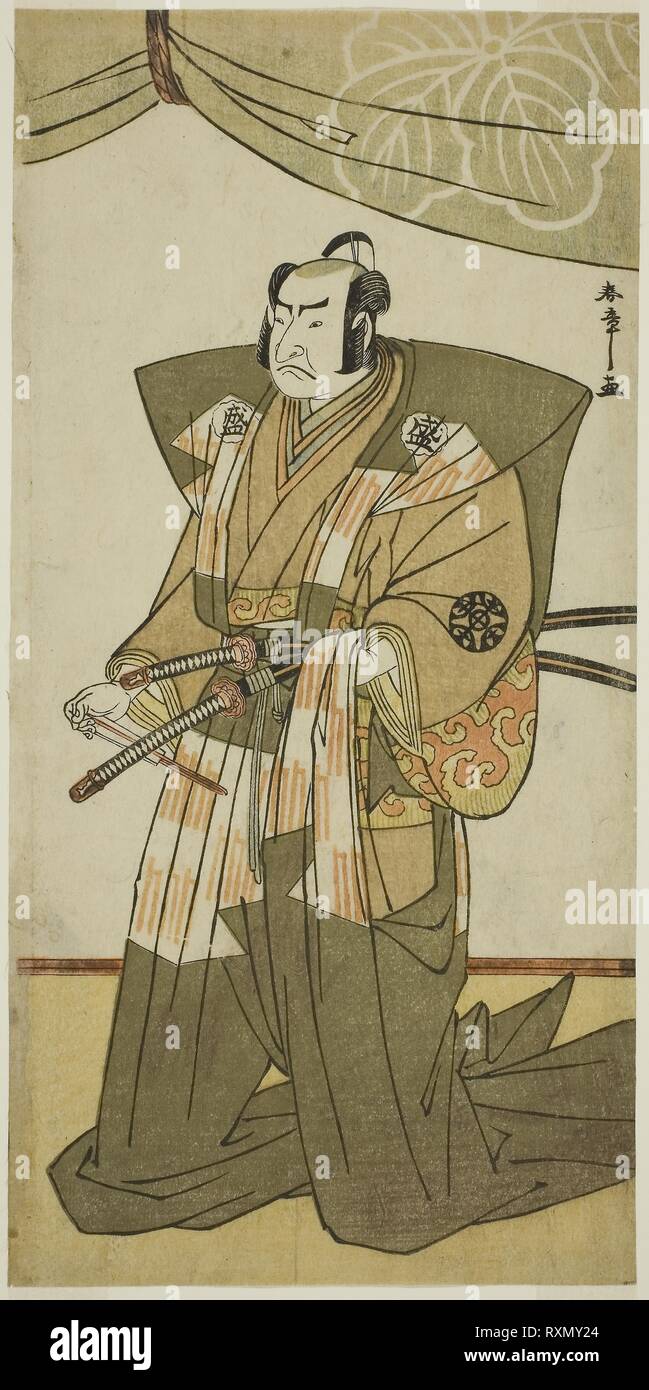 Der Schauspieler Nakamura Nakazo ich als Saito Sanemori im Spiel keine Wakayaka Kitekaeru Nishiki, durchgeführt an der Nakamura Theater im elften Monat, 1780. Shunsho Katsukawa?? ??; Japanisch, 1726-1792. Datum: 1775-1785. Abmessungen: 30,4 x 15 cm (11 15/16 x 5 7/8 in.). Farbe holzschnitt; hosoban. Herkunft: Japan. Museum: Das Chicago Art Institute. Stockfoto