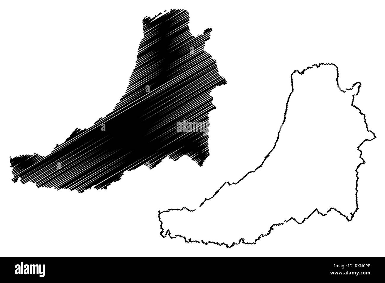 Ceredigion (Vereinigtes Königreich, Wales, Cymru, Principal Gebieten von Wales) Karte Vektor-illustration, kritzeln Skizze Cardiganshire Karte Stock Vektor