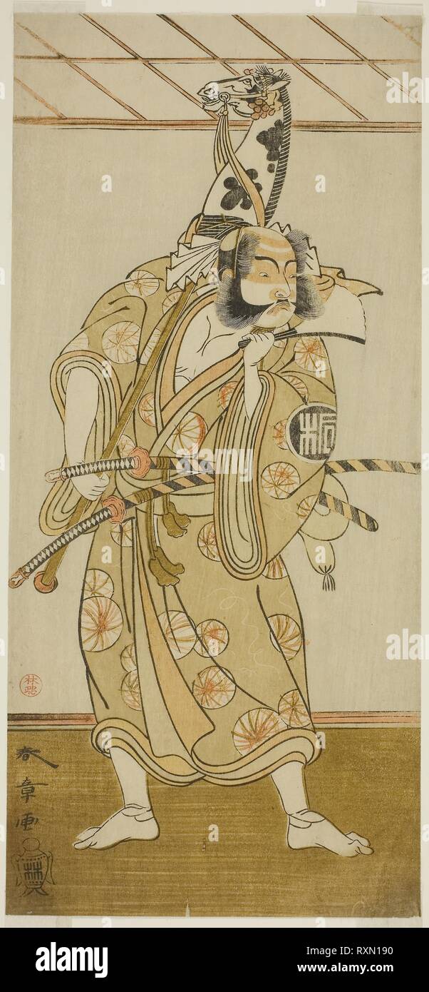 Der Schauspieler Arashi Sangoro II als Asahina Saburo im Spiel Iro Maki-e Soga keine Sakazuki, durchgeführt an der Morita Theater im ersten Monat, 1773. Shunsho Katsukawa?? ??; Japanisch, 1726-1792. Datum: 1768-1778. Abmessungen: 30,5 x 13,8 cm (12 x 5 7/16 in.). Farbe holzschnitt; hosoban; von einem mit mehreren Blättern Zusammensetzung (?). Herkunft: Japan. Museum: Das Chicago Art Institute. Stockfoto