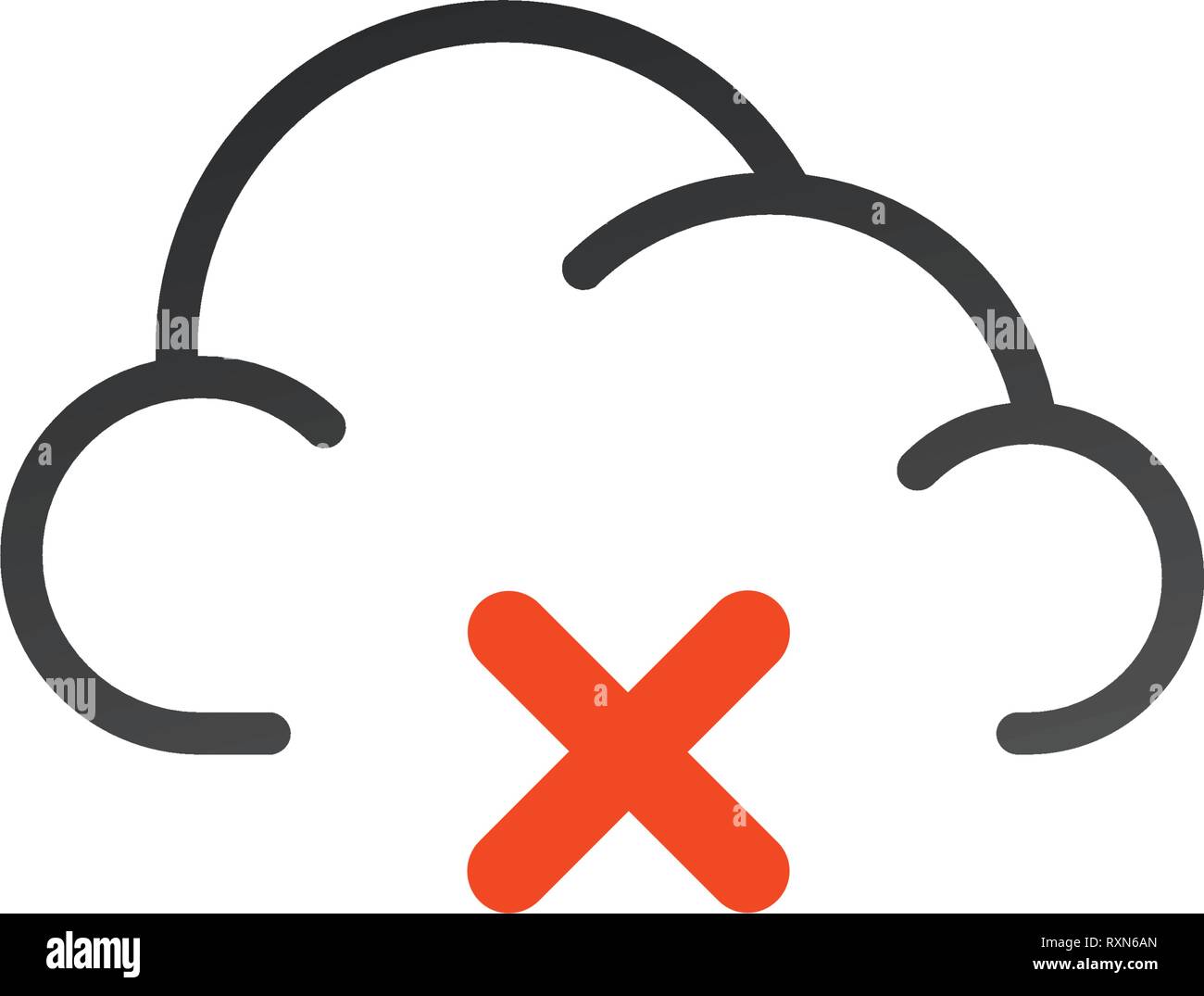 Symbol cloud Symbol mit Kreuz oder Zeichen löschen. Vector Illustration auf weißen isoliert Stock Vektor