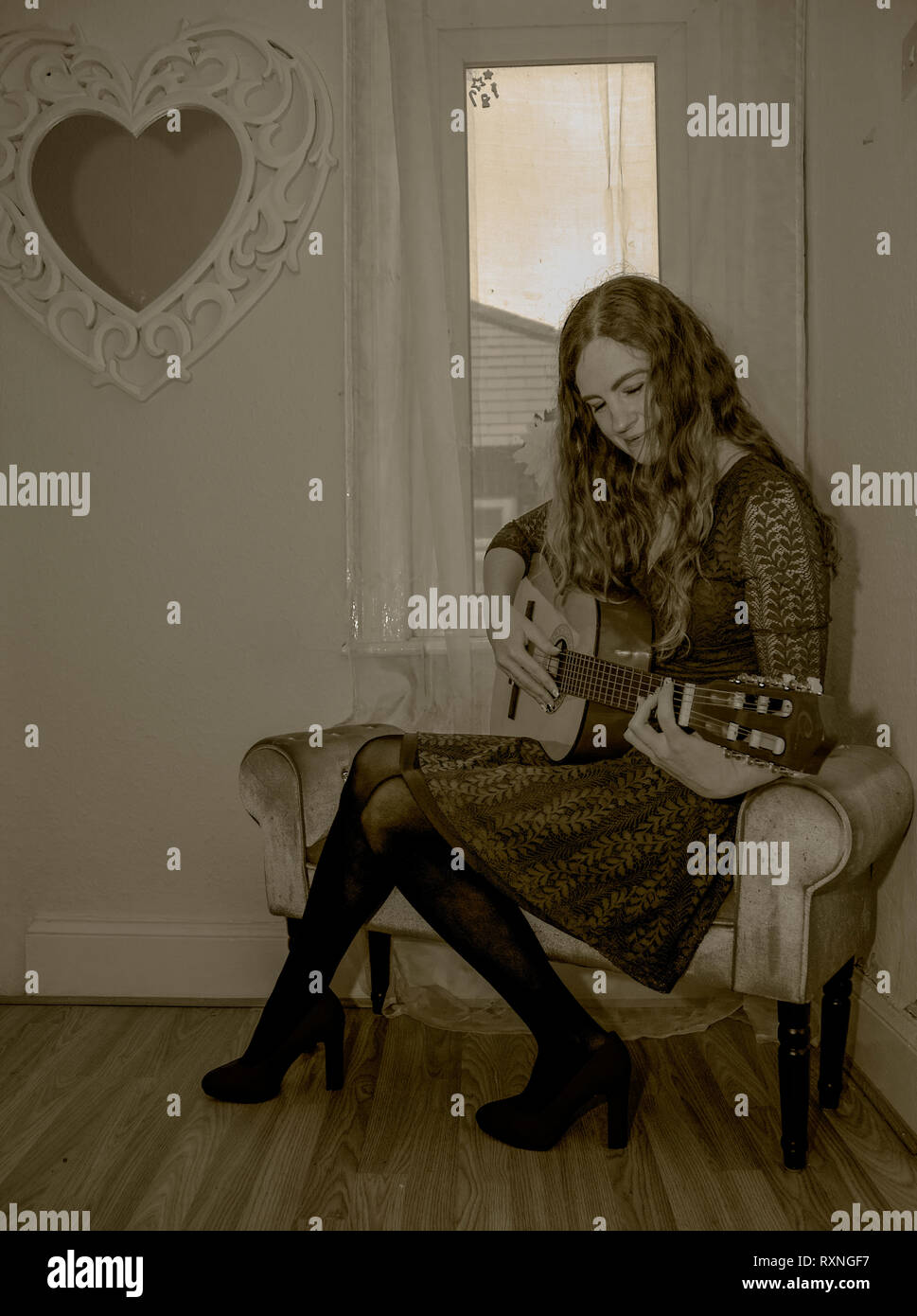 Die Gitarre Mädchen Stockfoto