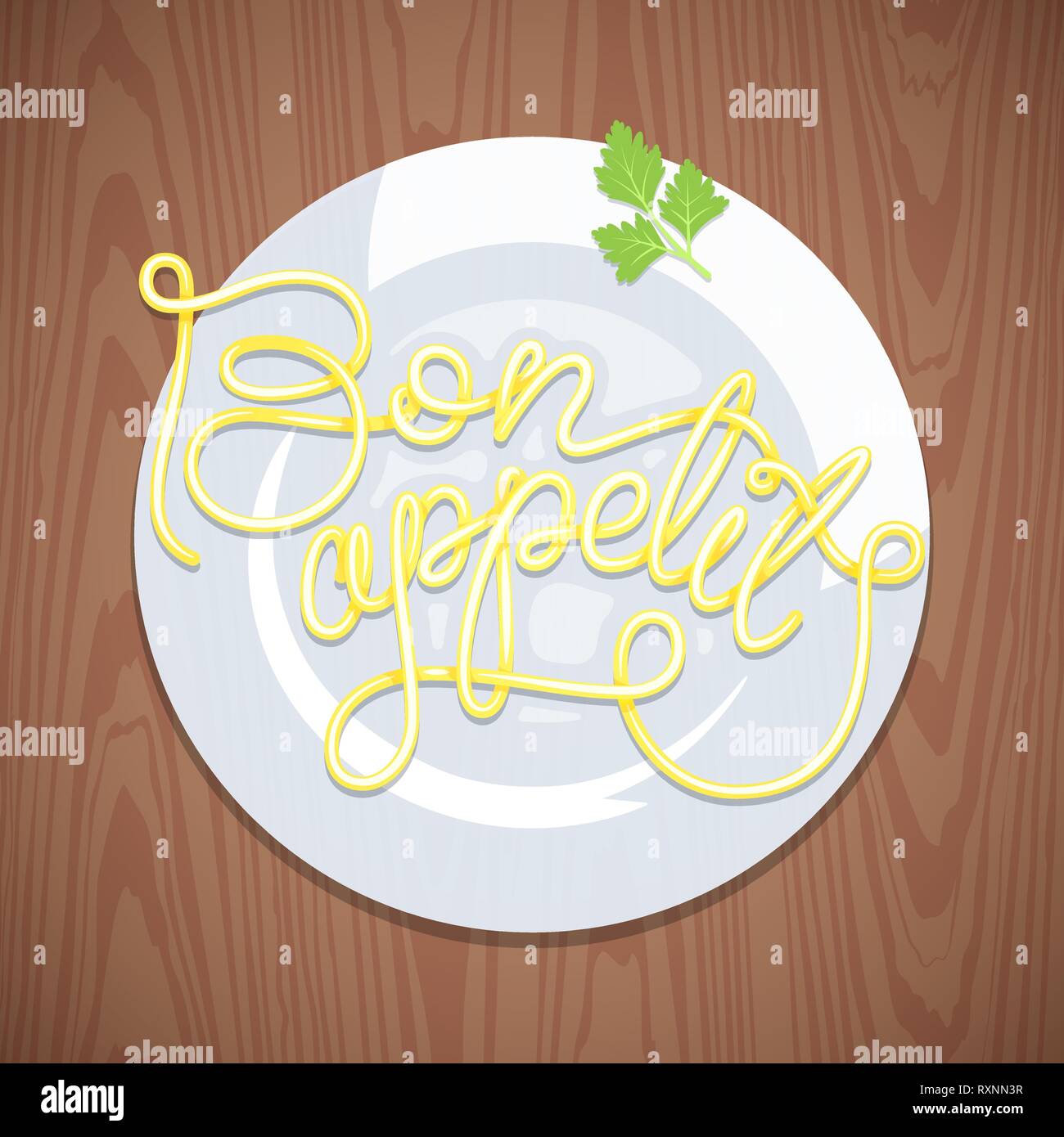 Gestaltete Inschrift Bon Appetit. Stock Vektor