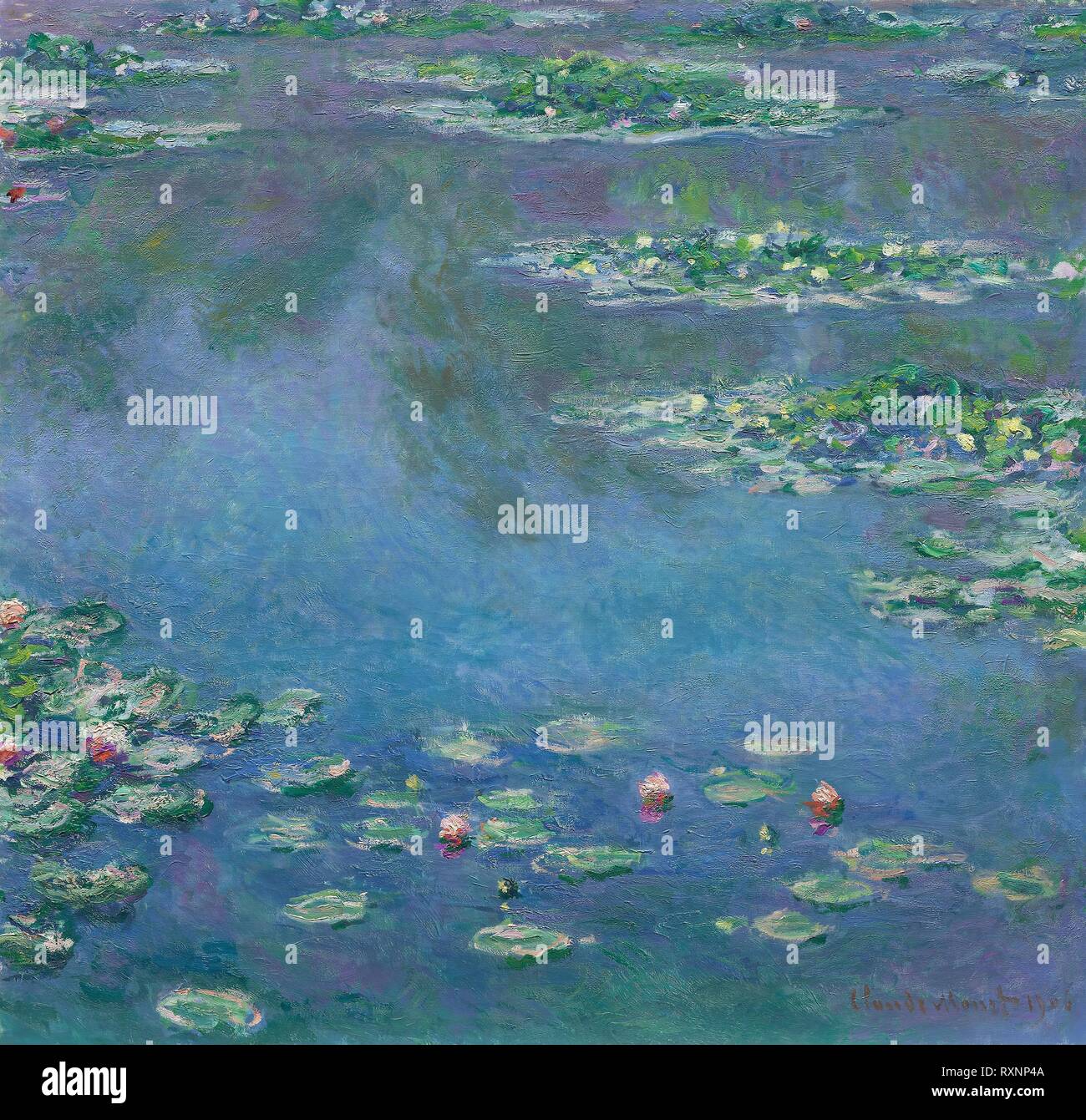 Seerosen. Claude Monet; Französisch, 1840-1926. Datum: 1906. Abmessungen: 89,9 x 94,1 cm (35 3/8 x 37 1/16 in.). Öl auf Leinwand. Herkunft: Frankreich. Museum: Das Chicago Art Institute. Stockfoto