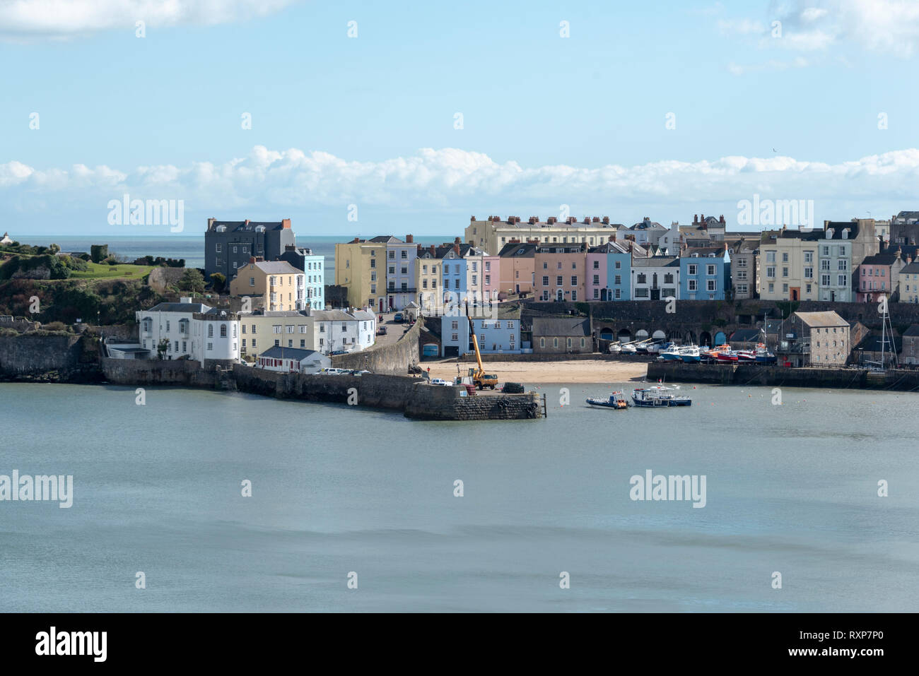 Die bunten Küstenort Tenby auf der Pembrokeshire Coast Wales Stockfoto