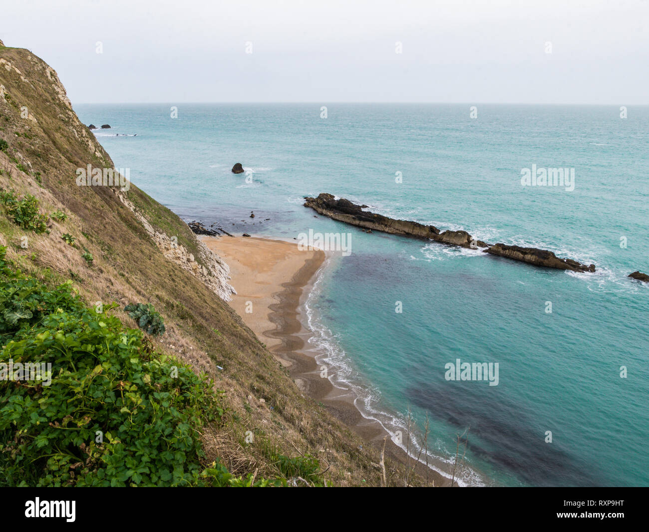 Man O' War Felsen, Man O'War Bay, Durdle Door, Lulworth, Lulworth Cove, Dorset, Großbritannien Stockfoto