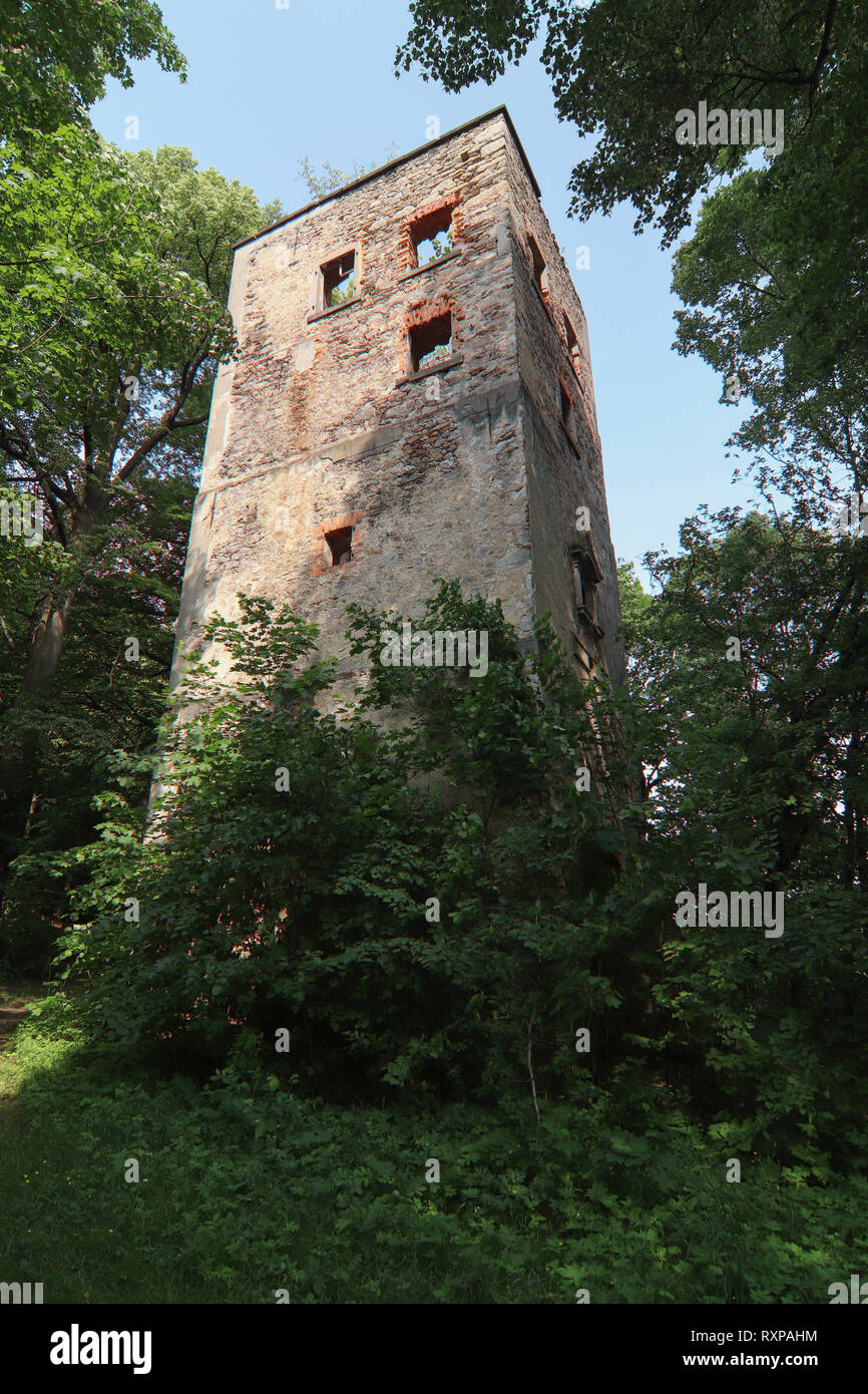 Mon Plaisir Turm - eine ehemalige Sternwarte, Świeradów-zdrój, Polen Stockfoto