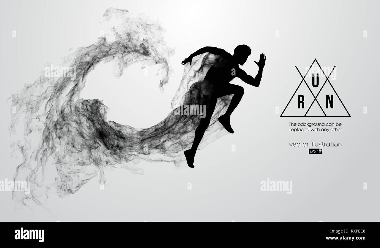 Abstrakte Silhouette eines laufenden Athleten Mann auf weißem Hintergrund. Athlet läuft Sprint und Marathon. Vector Illustration Stock Vektor