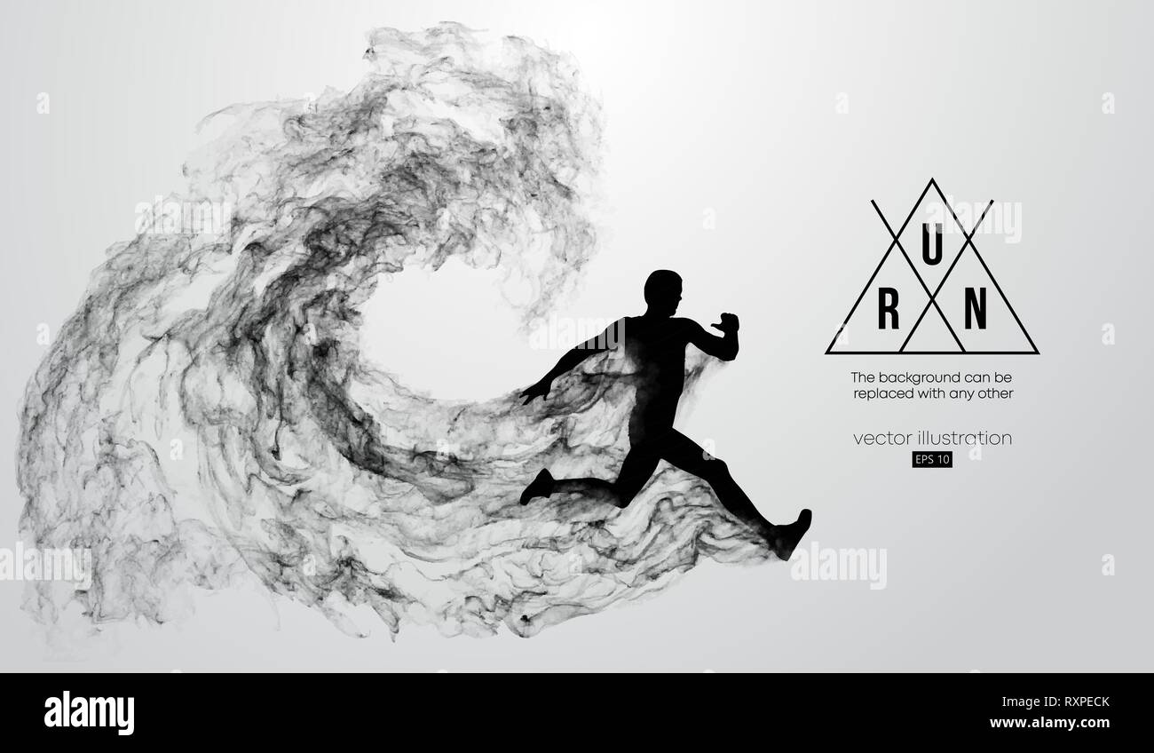Abstrakte Silhouette eines laufenden Athleten Mann auf weißem Hintergrund. Athlet läuft Sprint und Marathon. Vector Illustration Stock Vektor