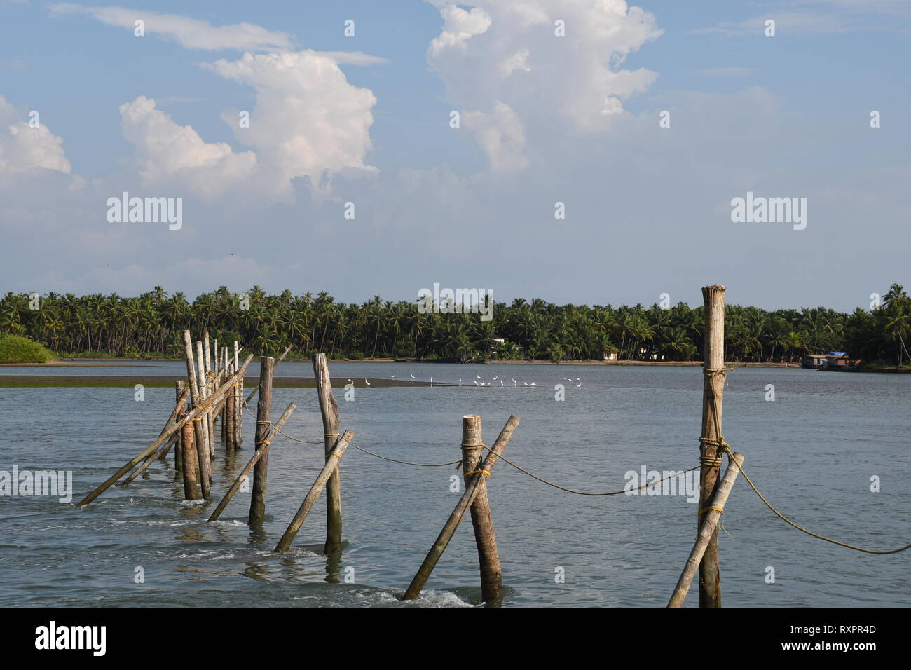 Malerische Fluss und Kerala Hausboot Stockfoto