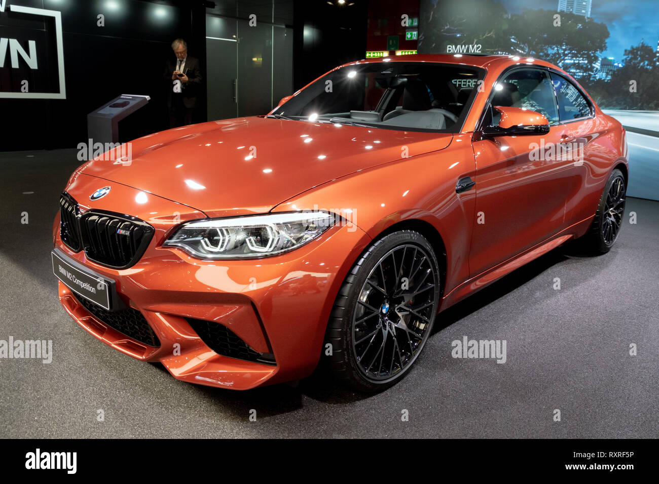 Genf, Schweiz - 6. März, 2019: BMW M2 Wettbewerb Auto auf dem 89. Internationalen Automobilsalon in Genf präsentiert. Stockfoto