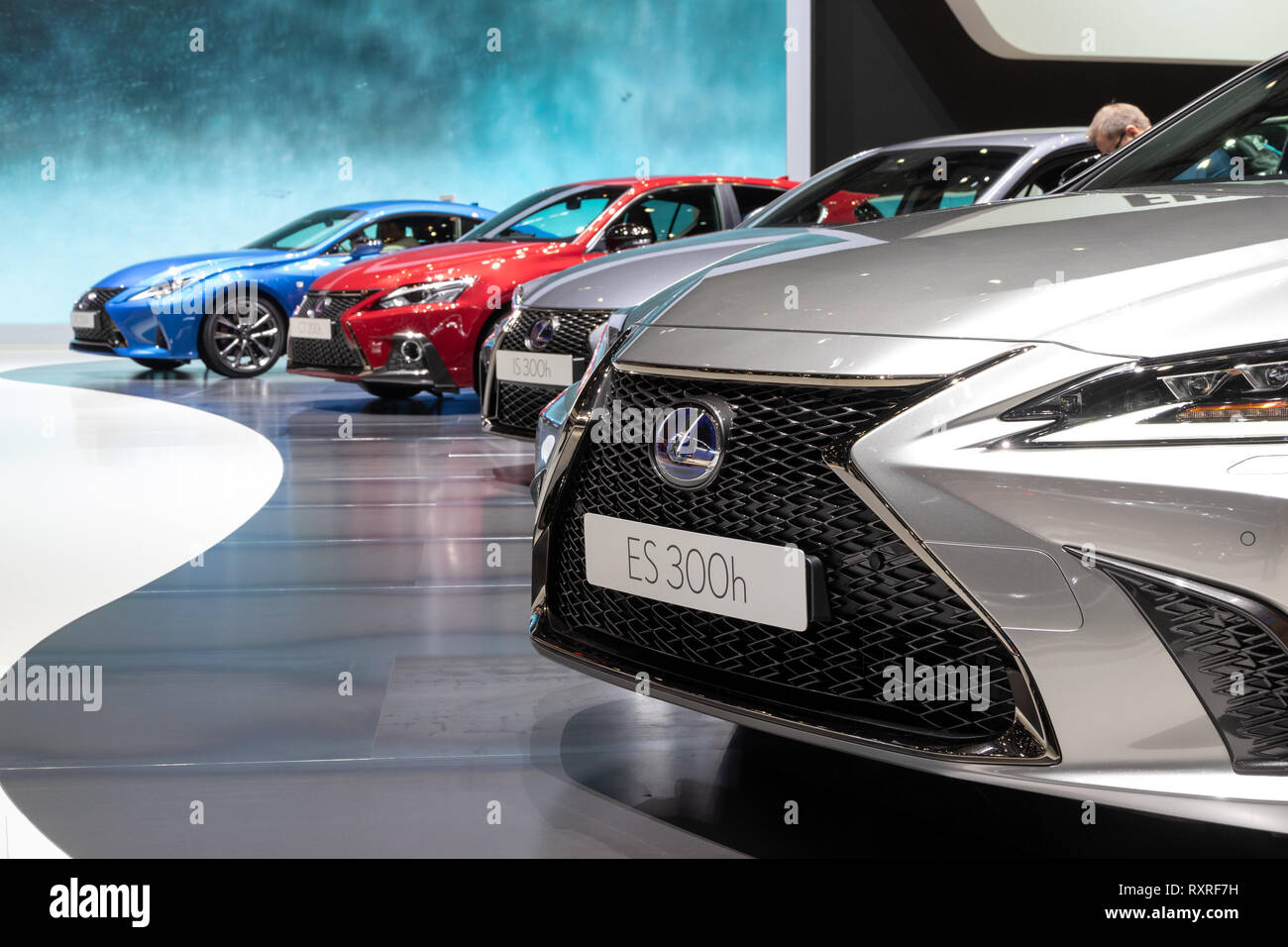 Genf, Schweiz - 6. MÄRZ 2019: Lexus Autos auf dem 89. Internationalen Automobilsalon in Genf präsentiert. Stockfoto
