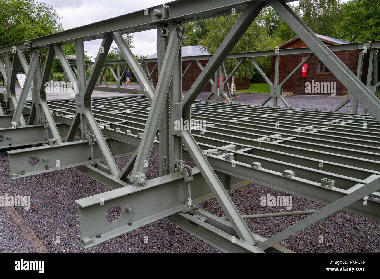 Eine britische Royal Engineers Bailey Brücke im Juni 1944 verwendet, bevor Sie eine Zeit voller Brücke in Beaumais bis 2001, Pegasus Museum, Normandie, Frankreich. Stockfoto